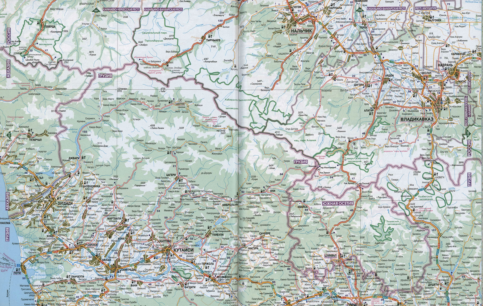 Северная Осетия на карте Кавказа