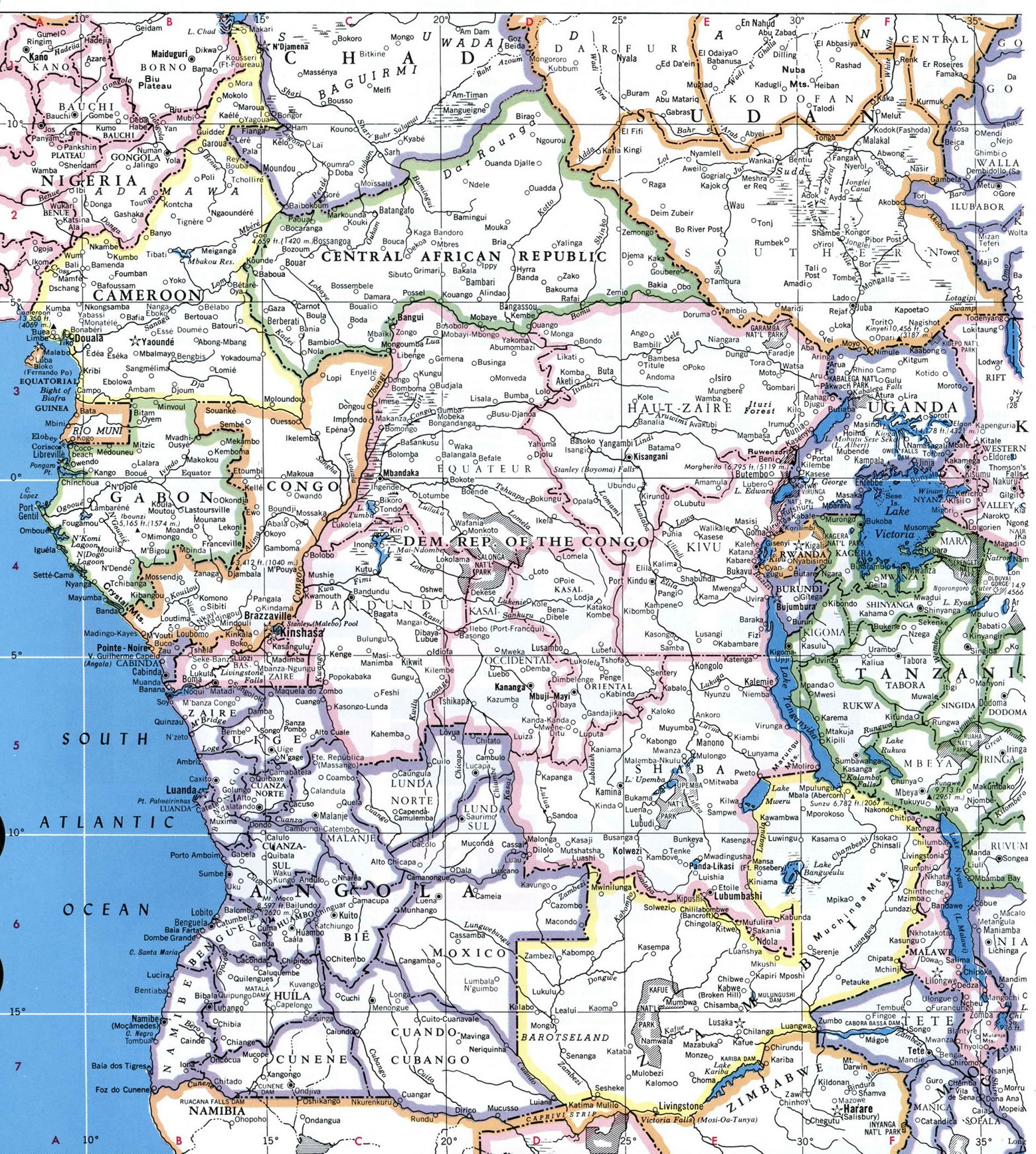 Центральная Африка политическая карта