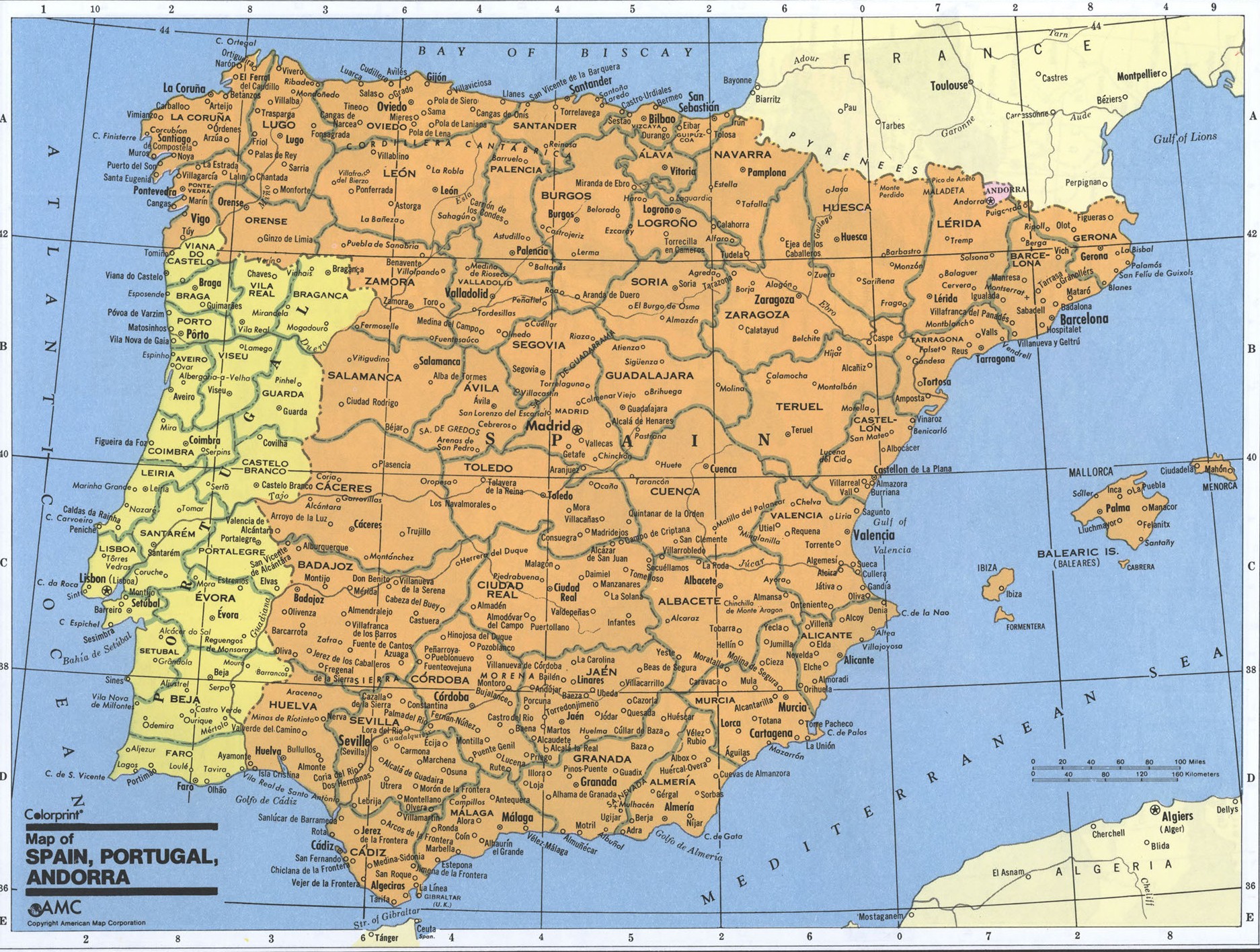 Карта Испании с административными границами