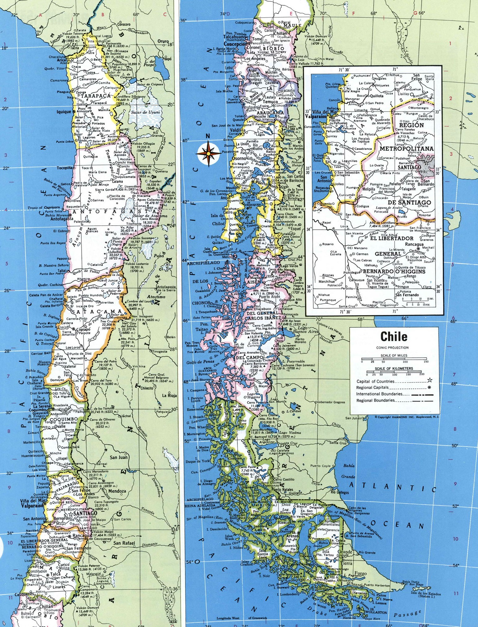 Чили карта административная