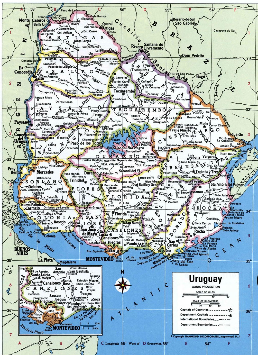 Карта Уругвая административная