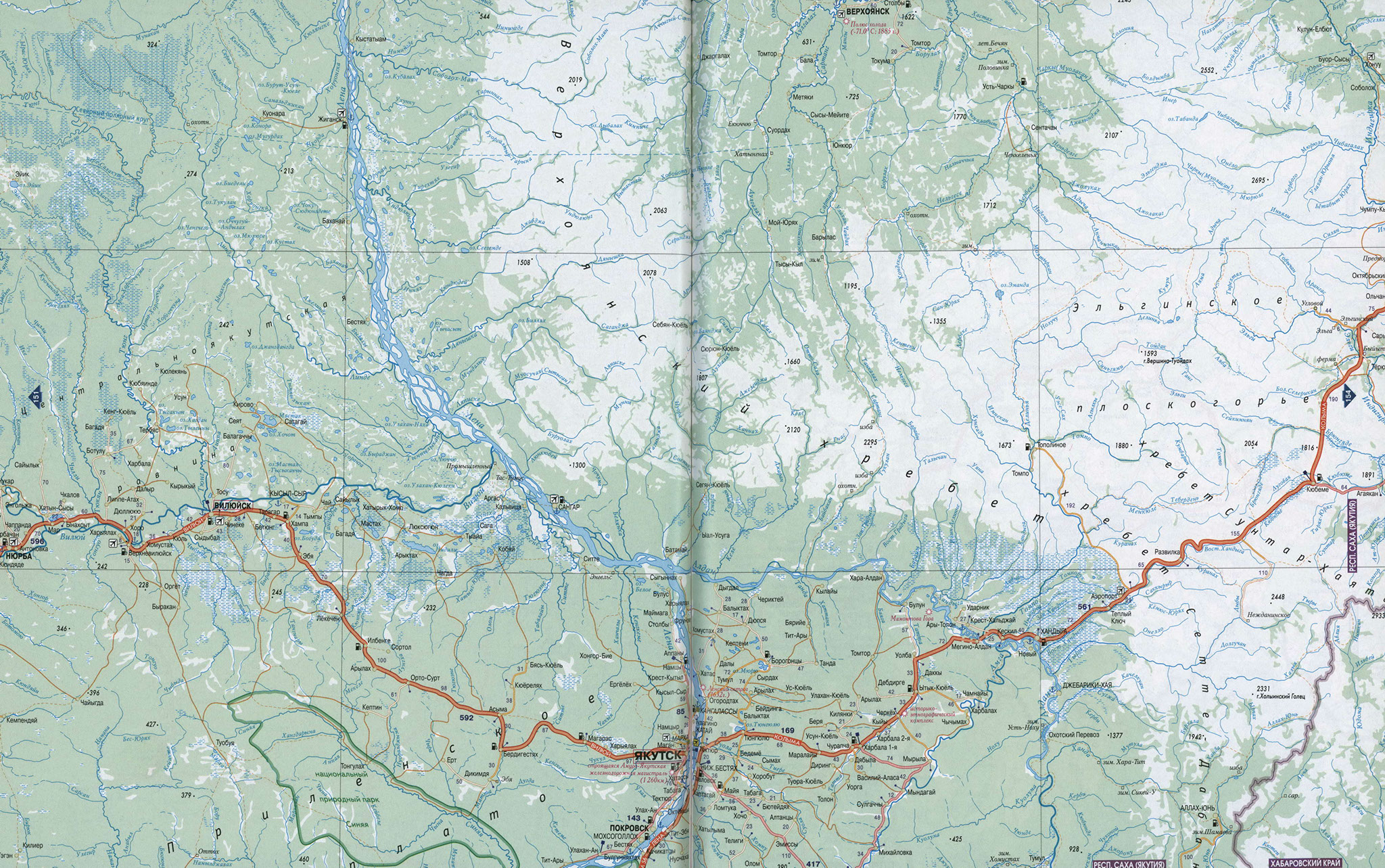 Карта Якутии - город Якутск