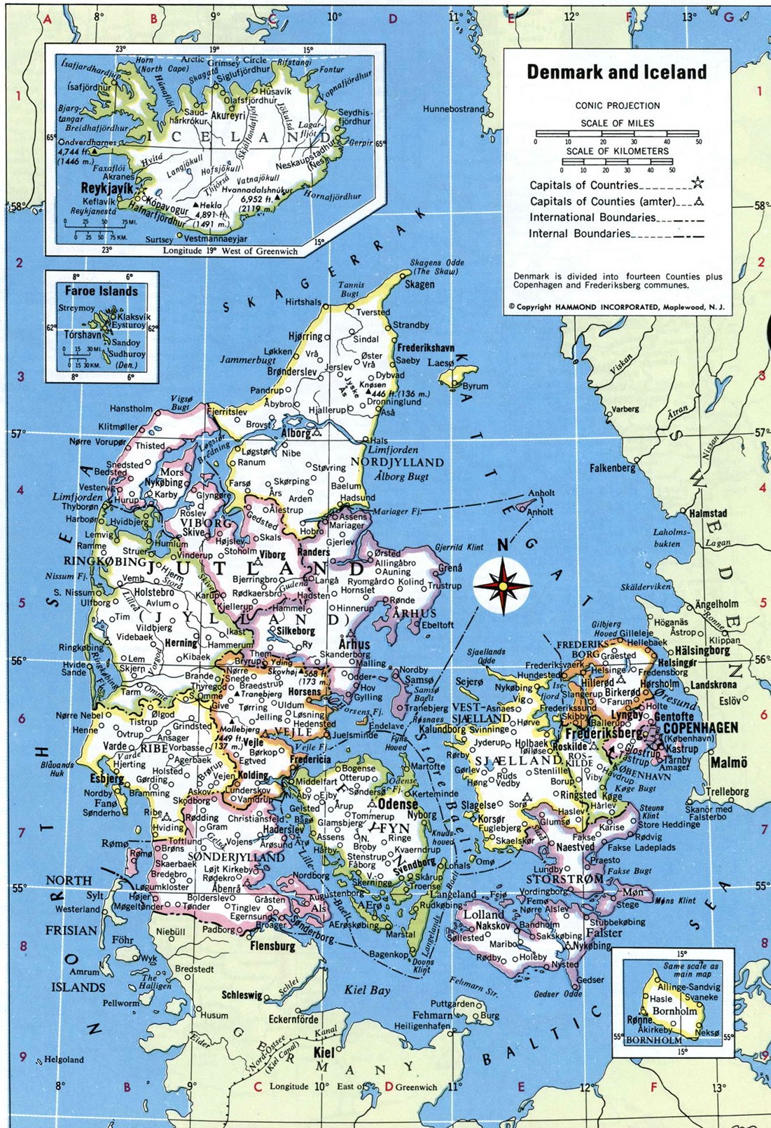 Административная карта Дании