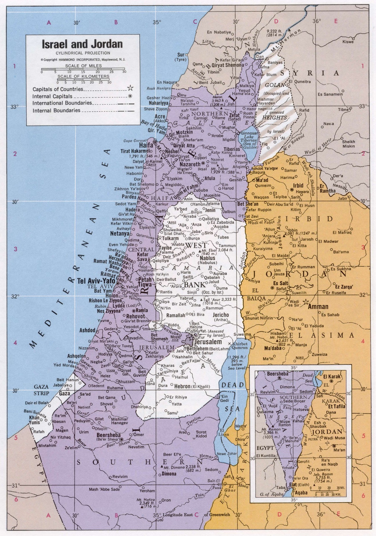 Карта Израиль Палестина Иордания