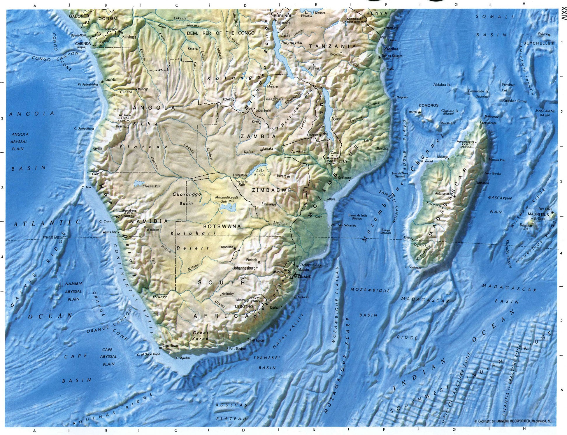 Физическая карта Африки подробная