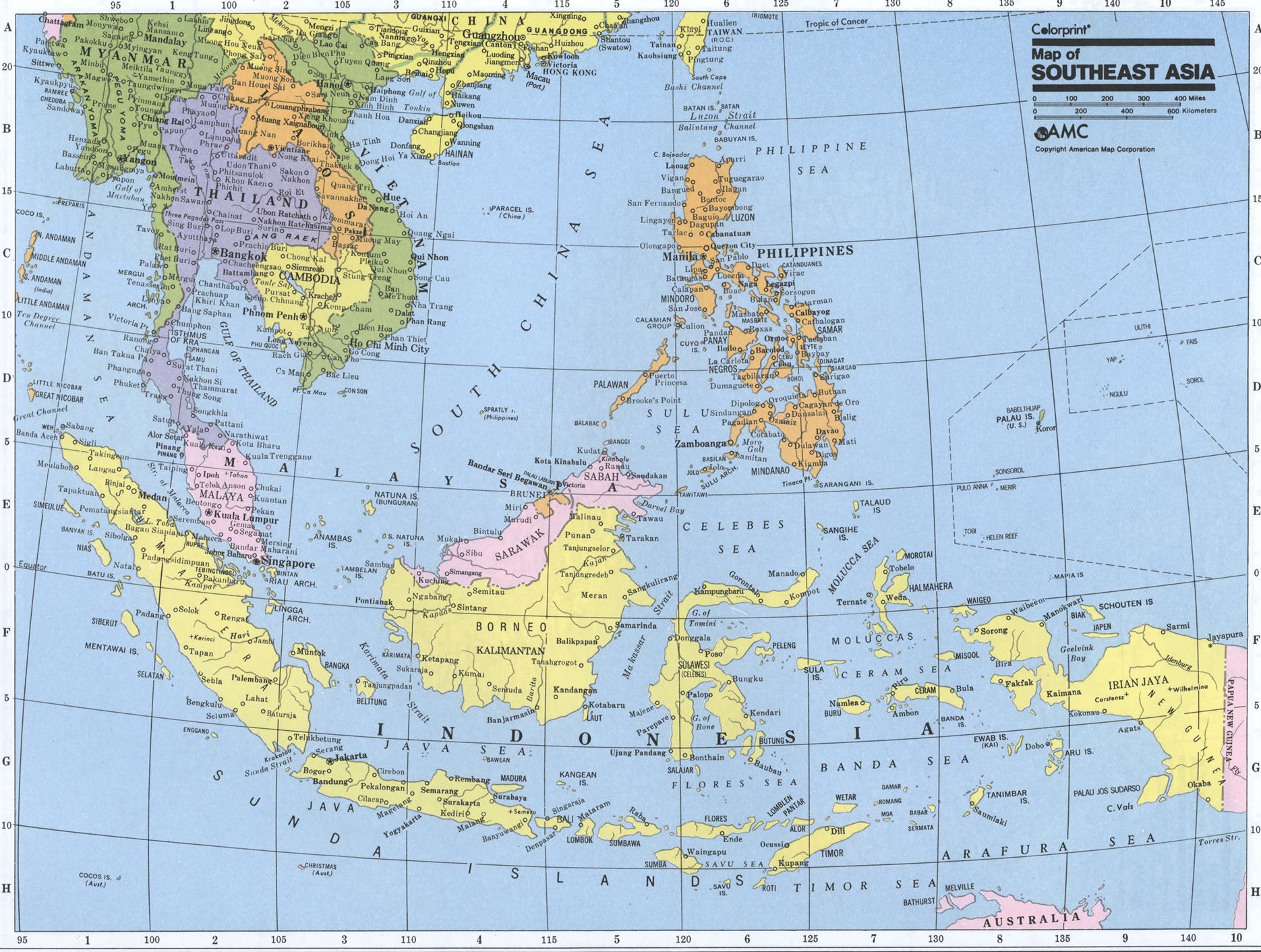 Политическая карта юго-восточной Азии