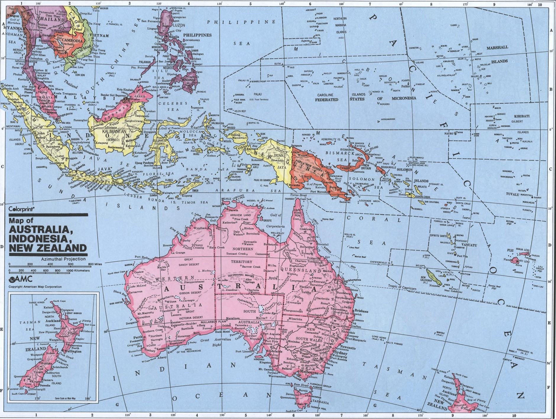 Австралия и Индонезия политическая карта
