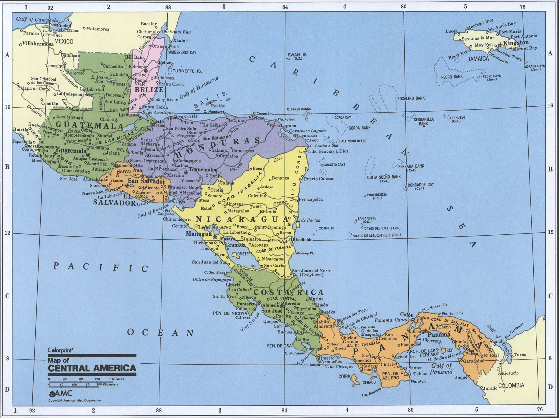 Политическая карта Центральной Америки