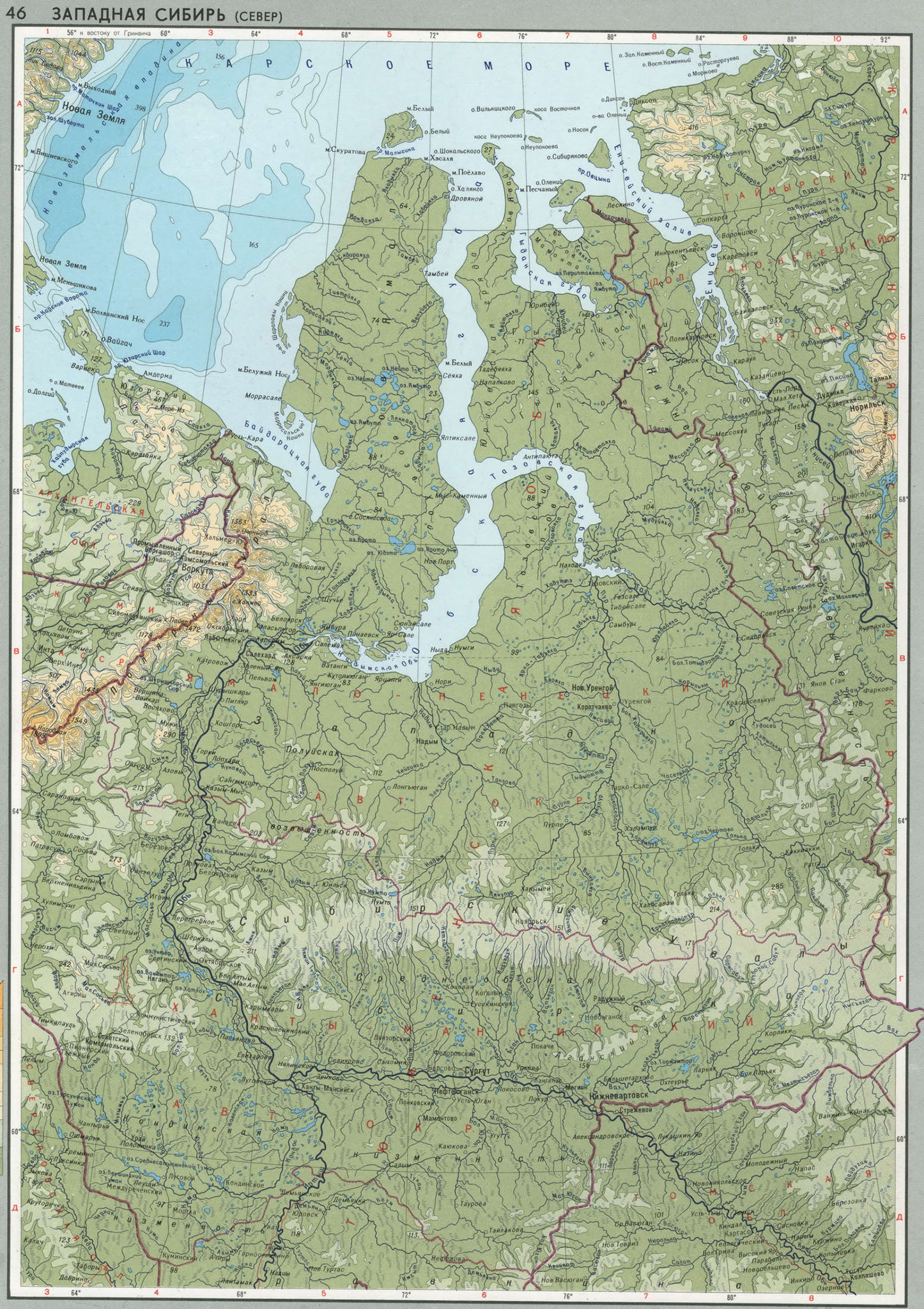 Карта севера Западной Сибири