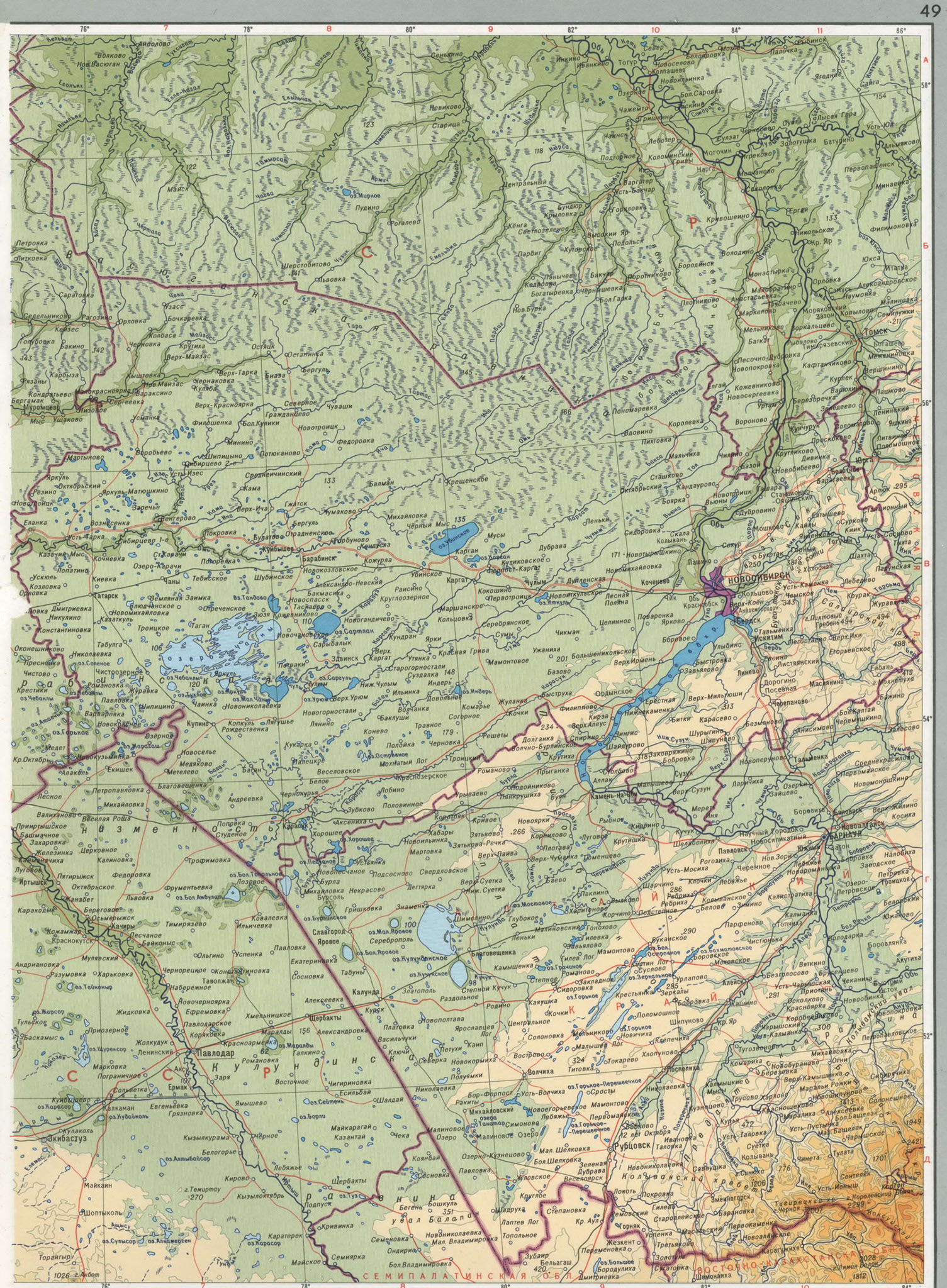 Юг Западной Сибири карта