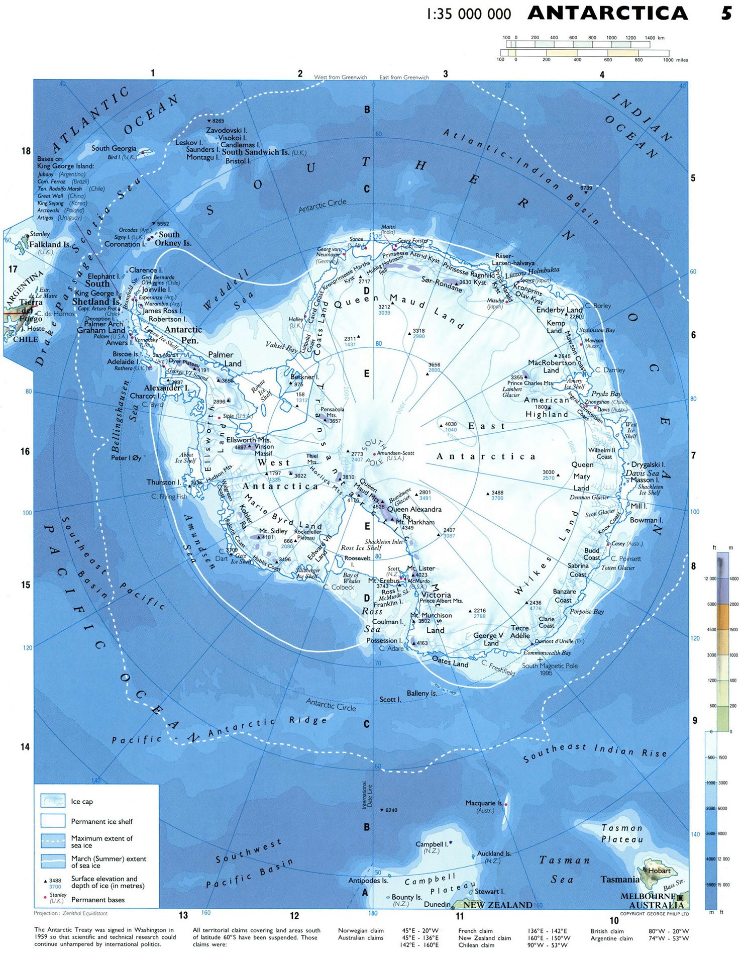 Антарктида карта 1см 350км