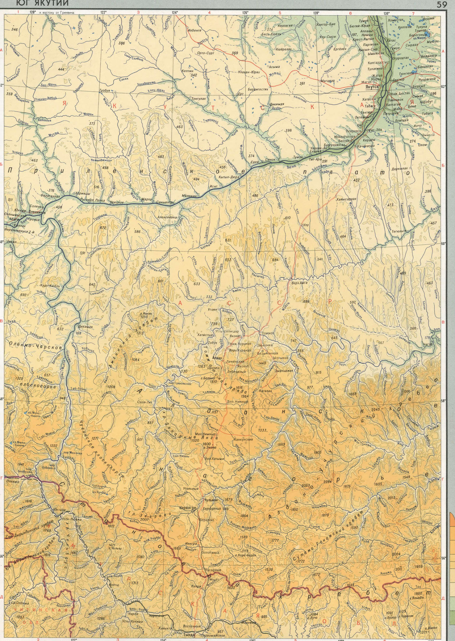 Карта юга Якутии