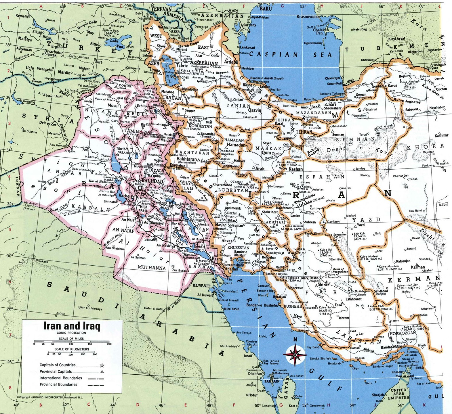 Административная карта Ирака и Ирана