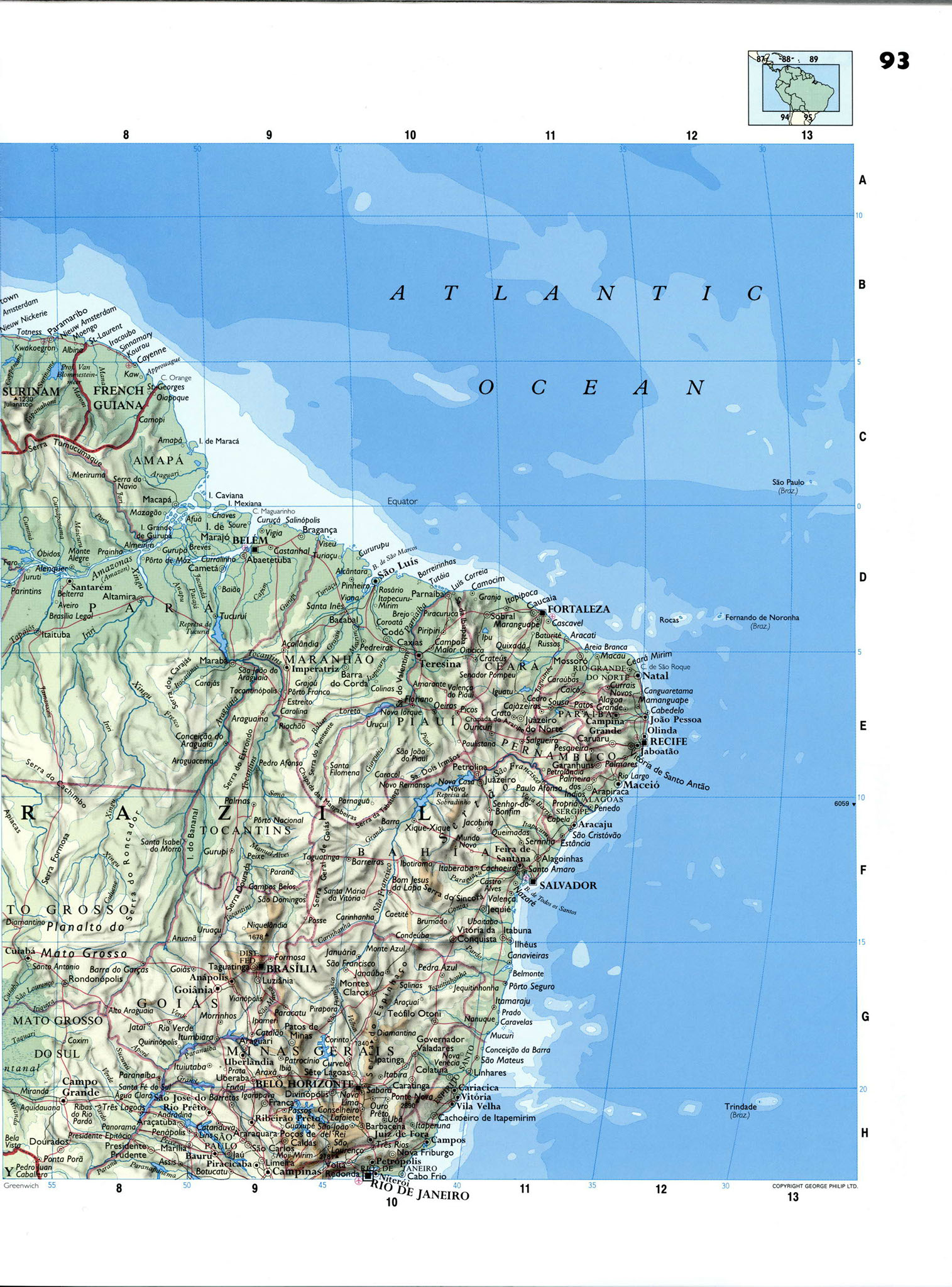 Северо-восток Южной Америки карта