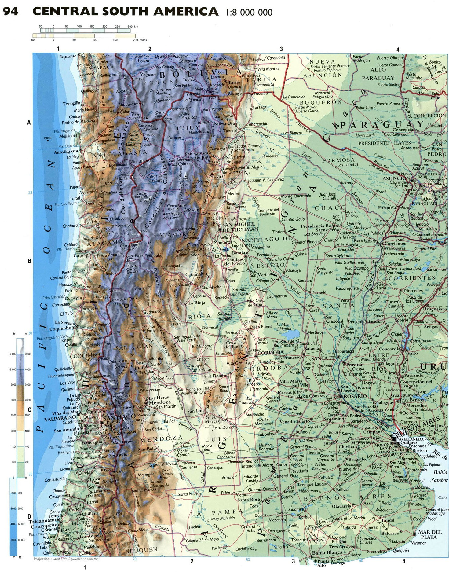 Центральный регион Южной Америки карта - побережье Тихого океана