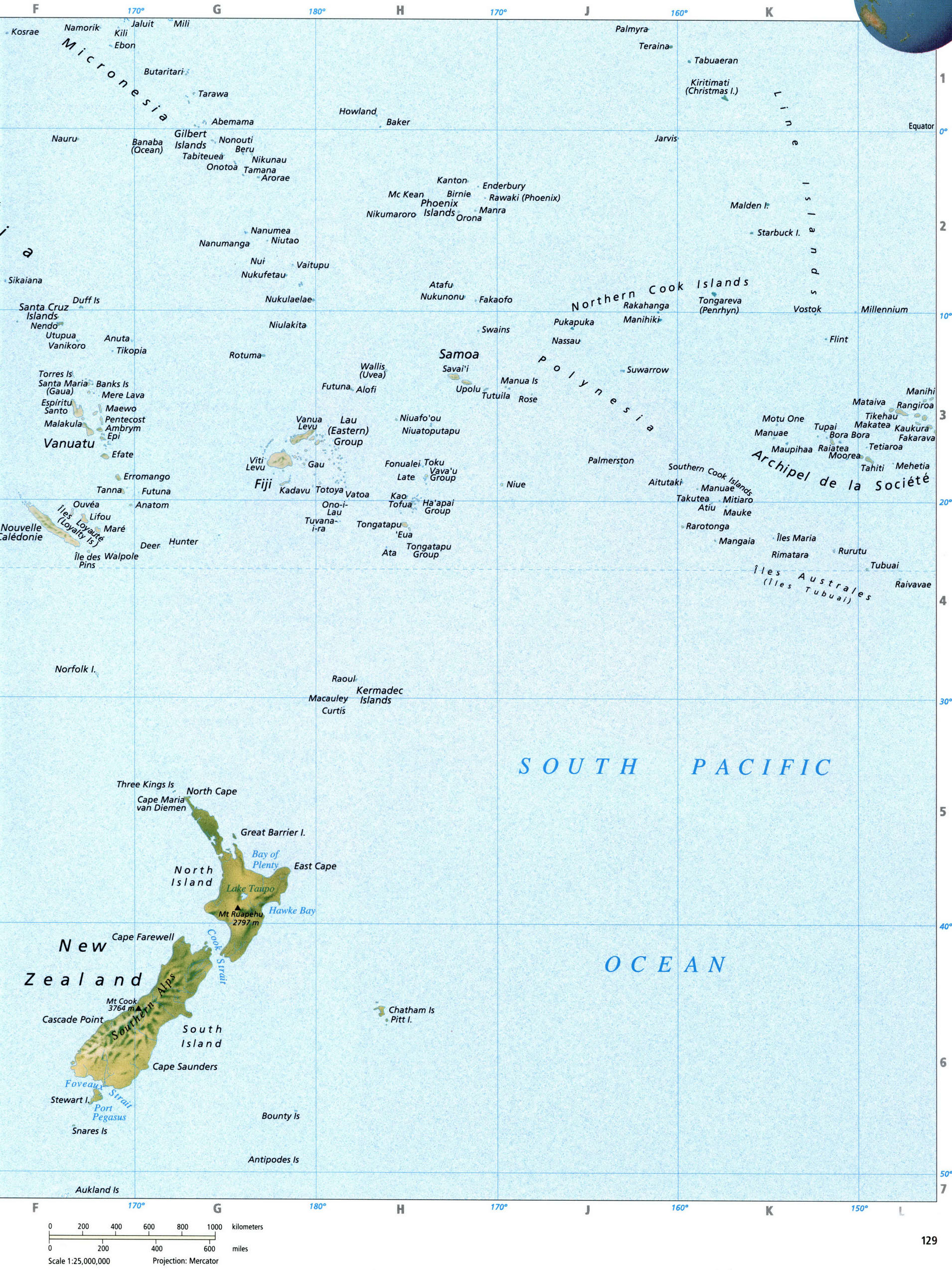 Подробная карта Океании