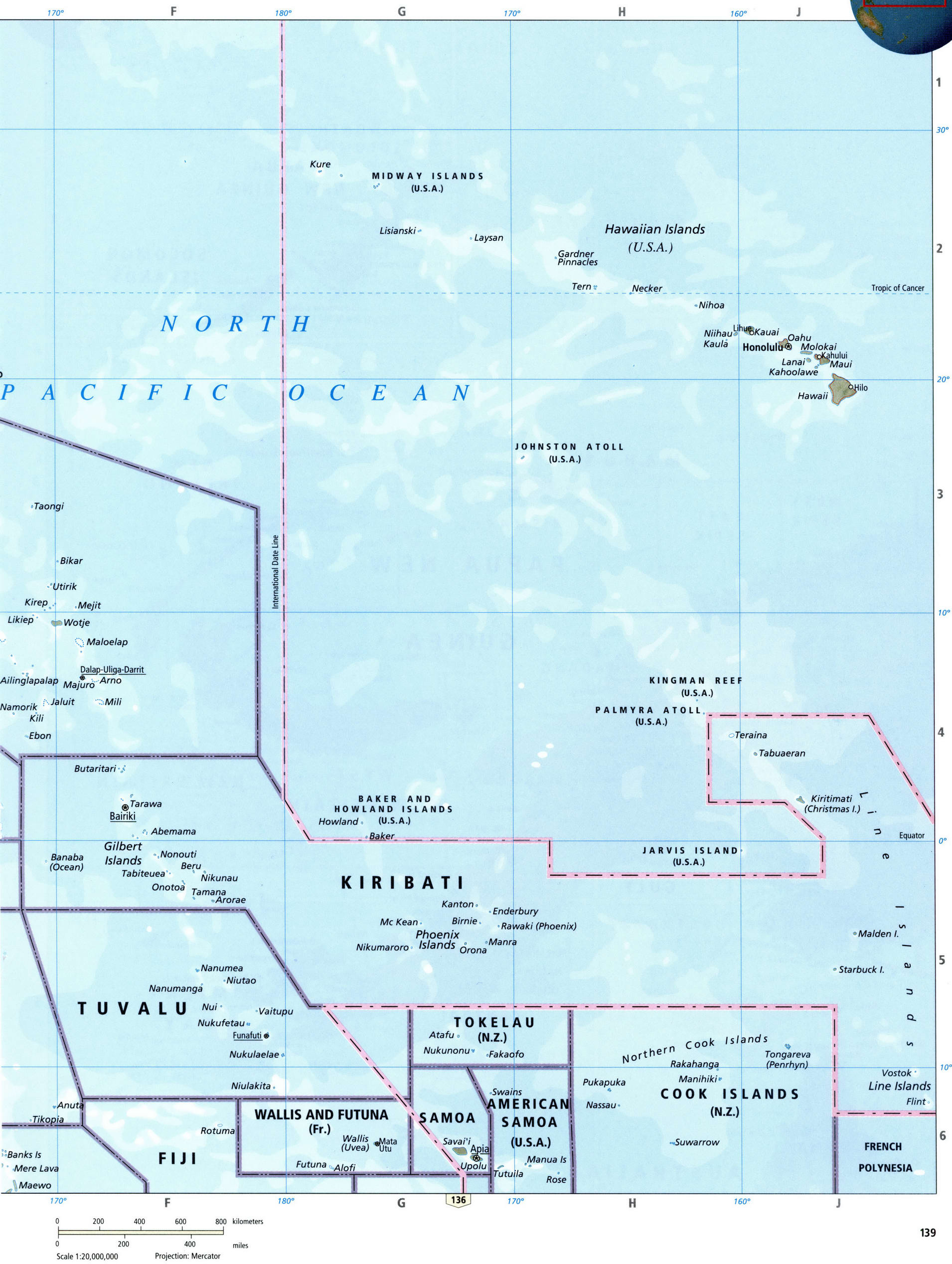Карта островов экваториальной части Тихого океана