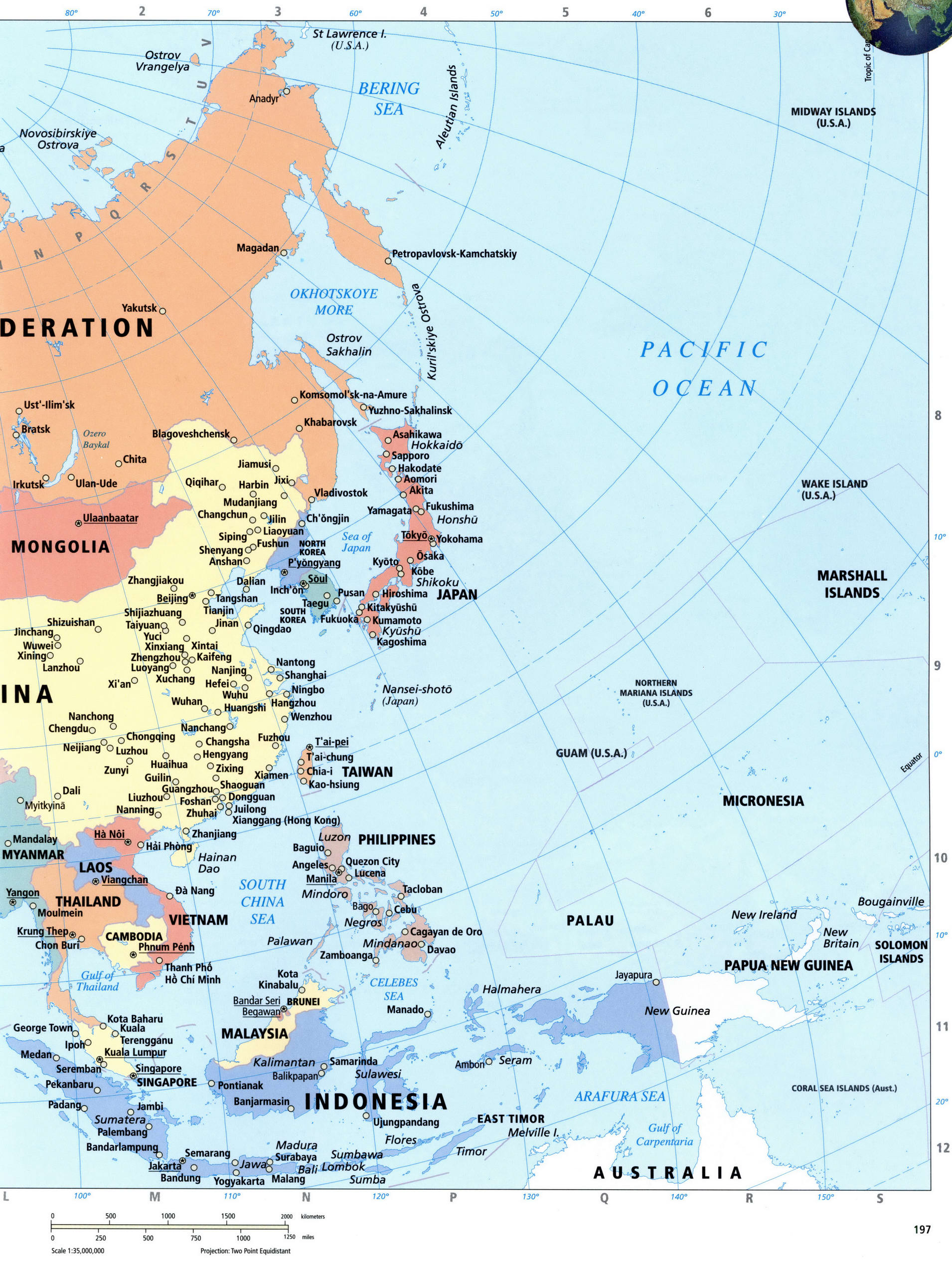 Политическая карта восточной Азии