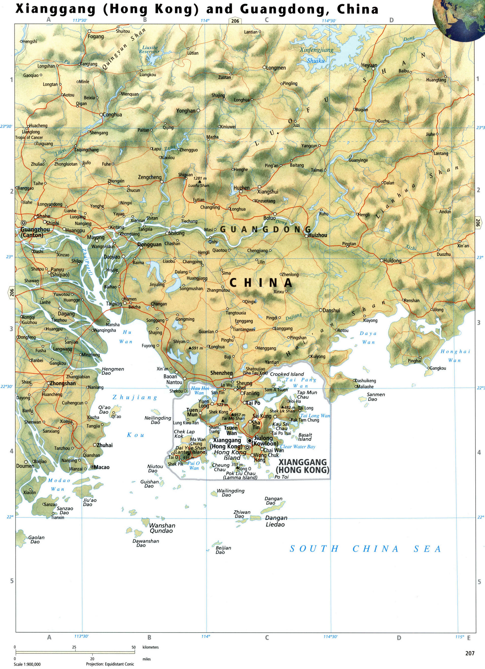 Гонконг и Китай карта