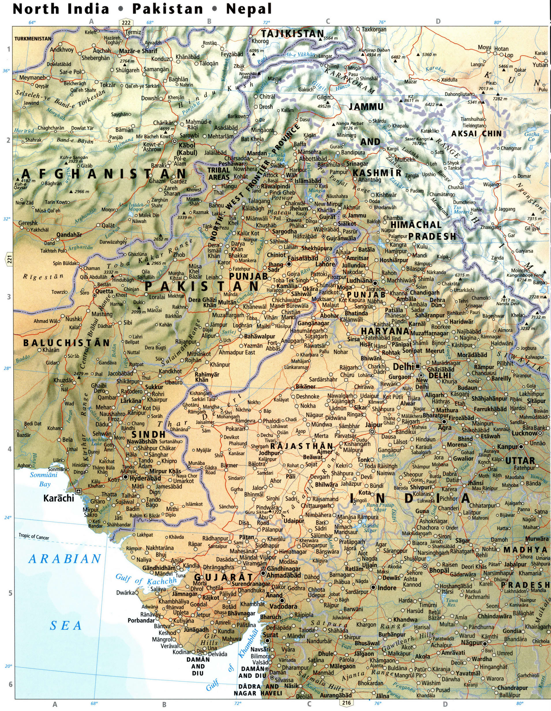 Северная Индия карта
