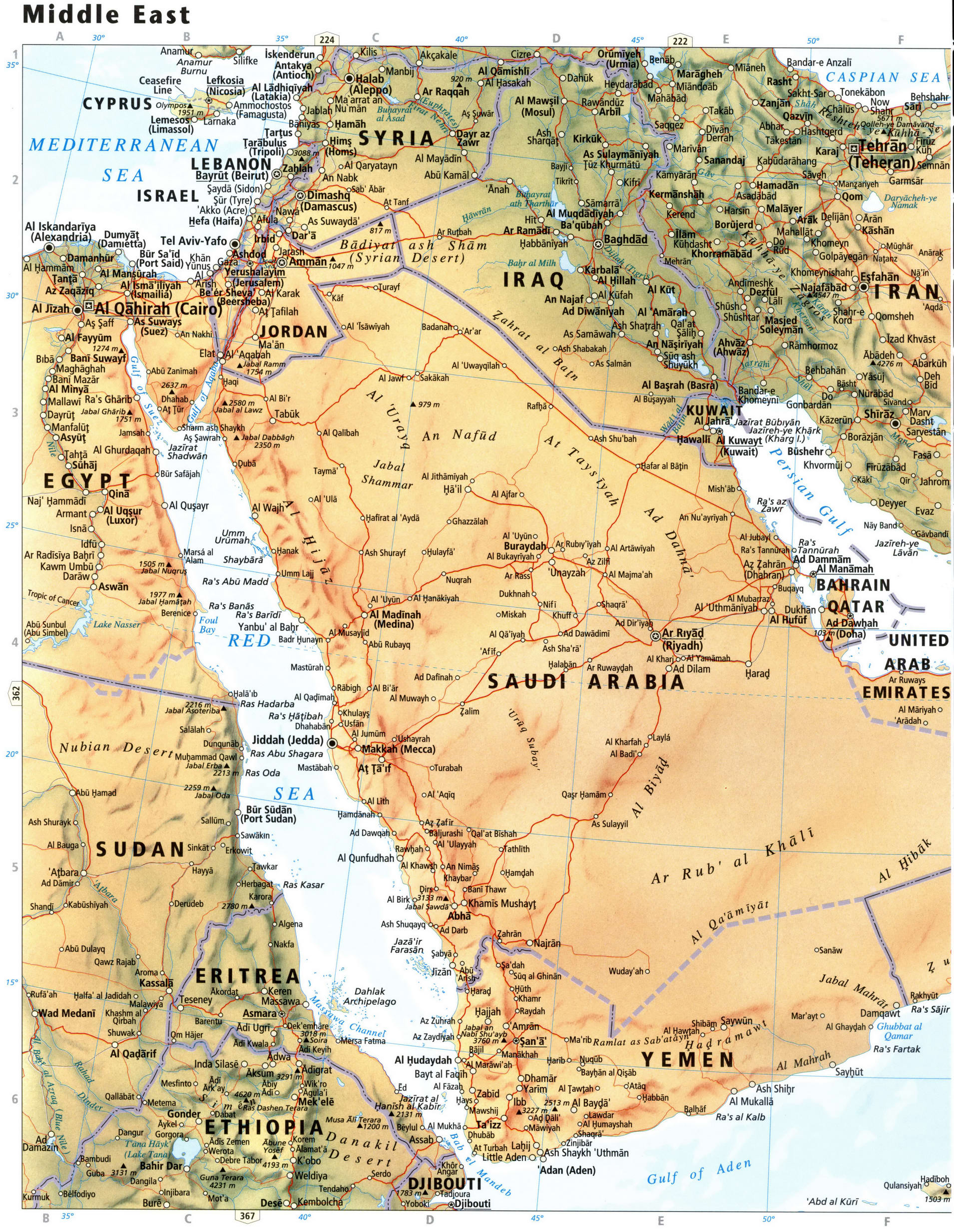 Средний Восток карта