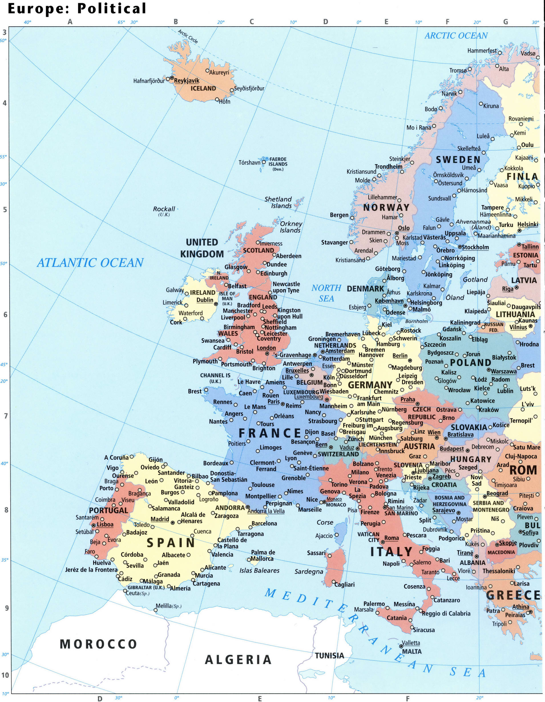 Западная Европа политическая карта