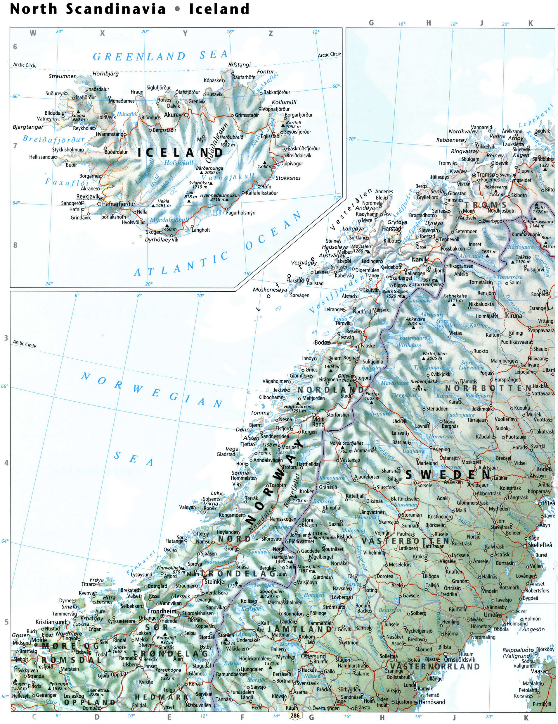 Северная Скандинавия карта