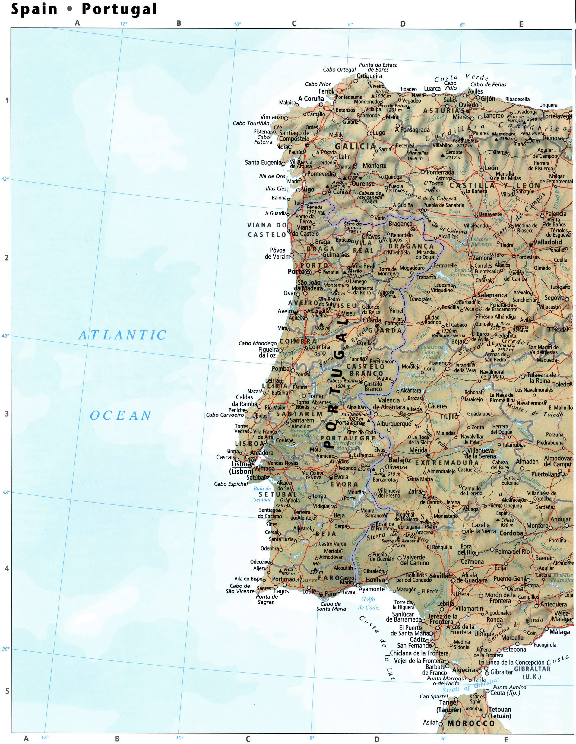 Португалия и Испания карта