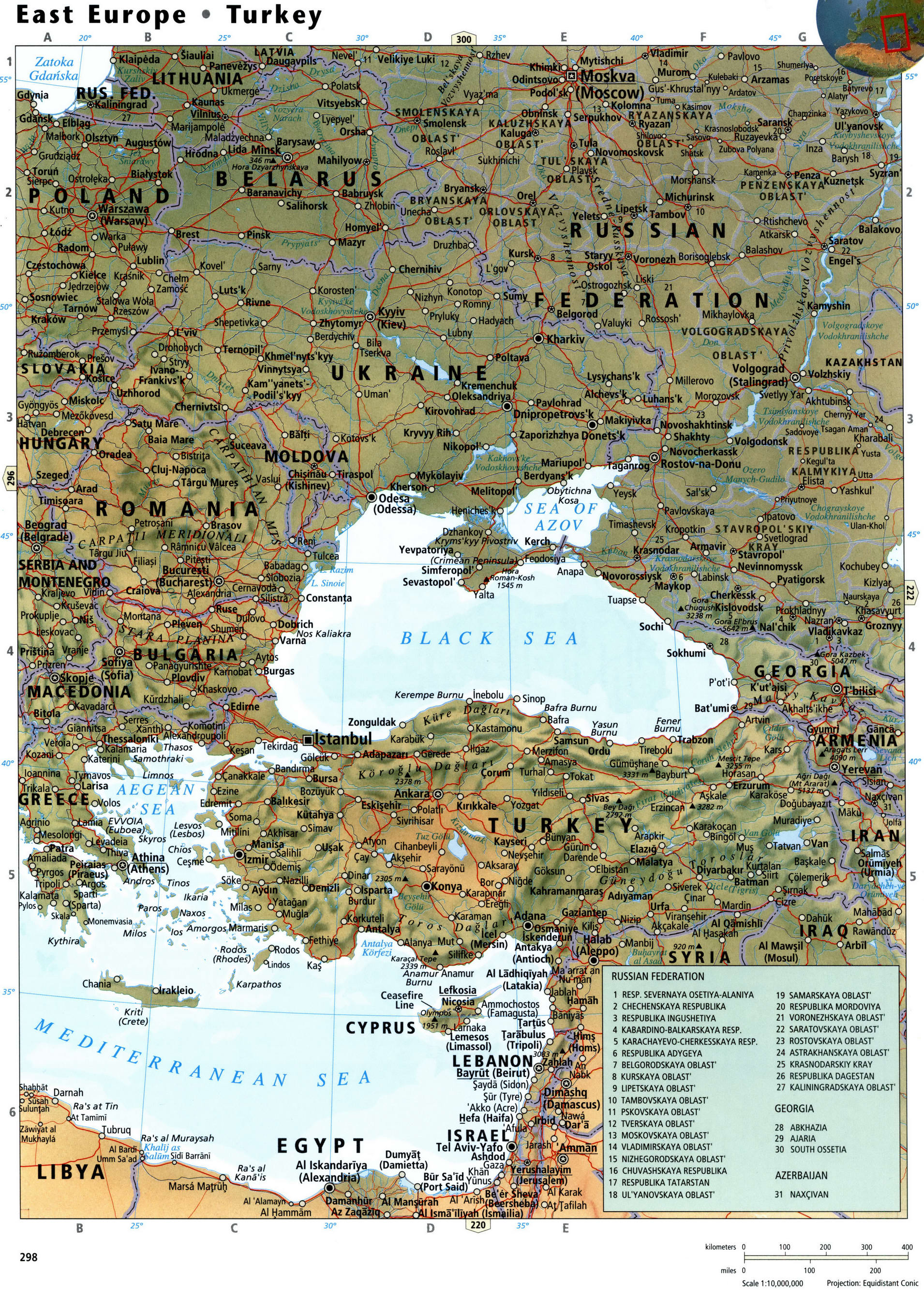 Восточная европа большая карта