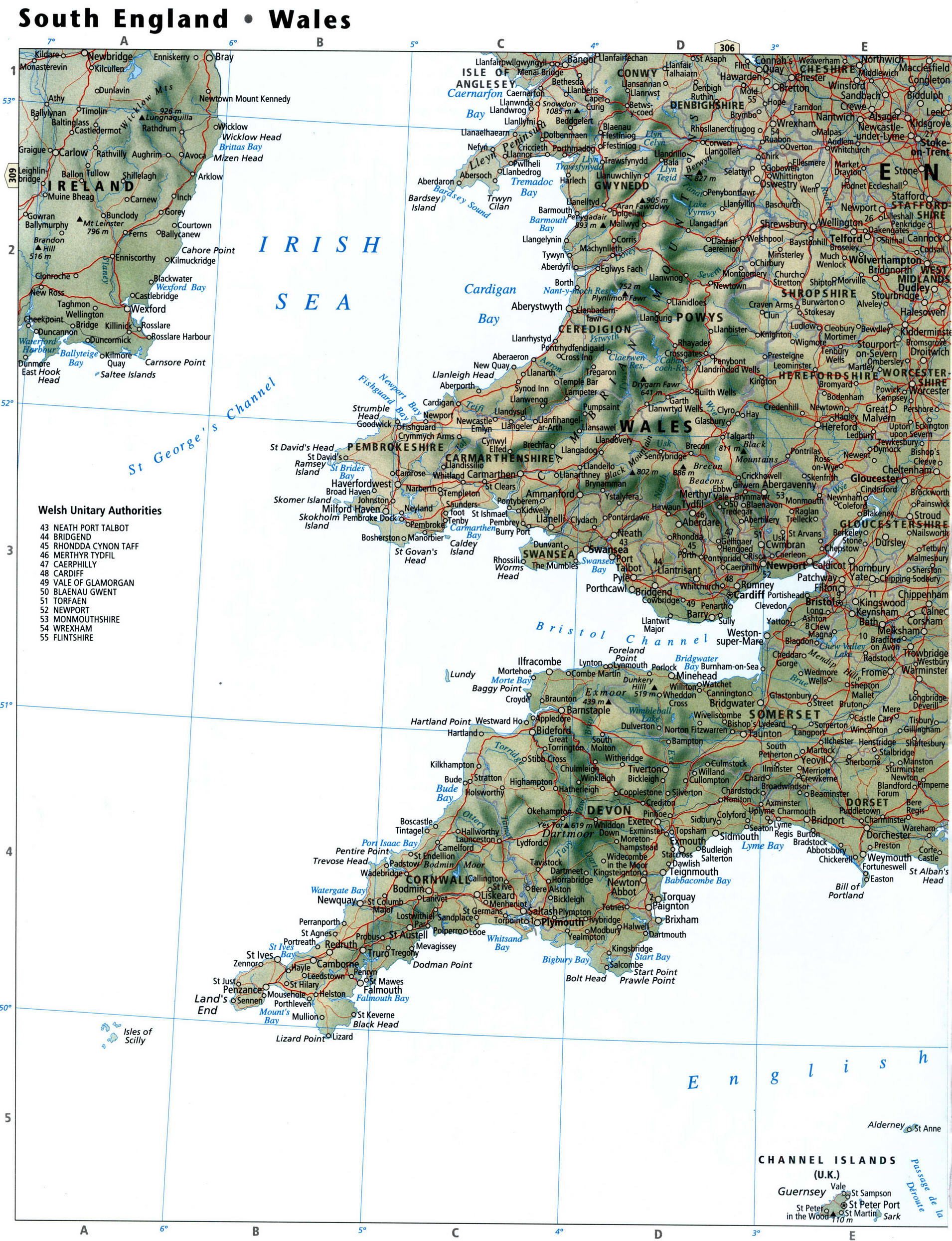 Уэльс карта