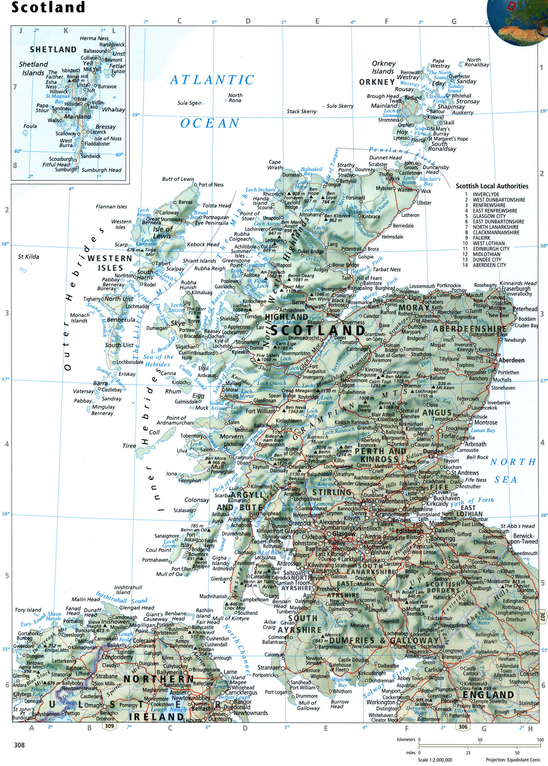 Подробная карта Шотландии