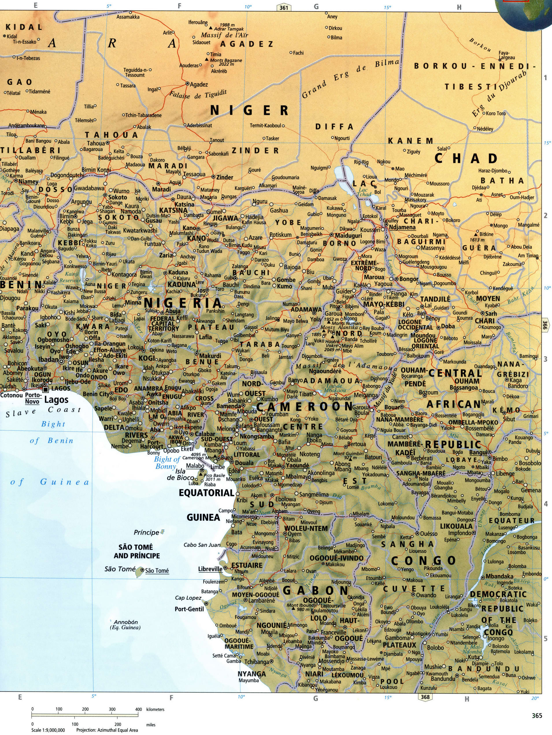 Западная Африка - карта Камерун и Конго