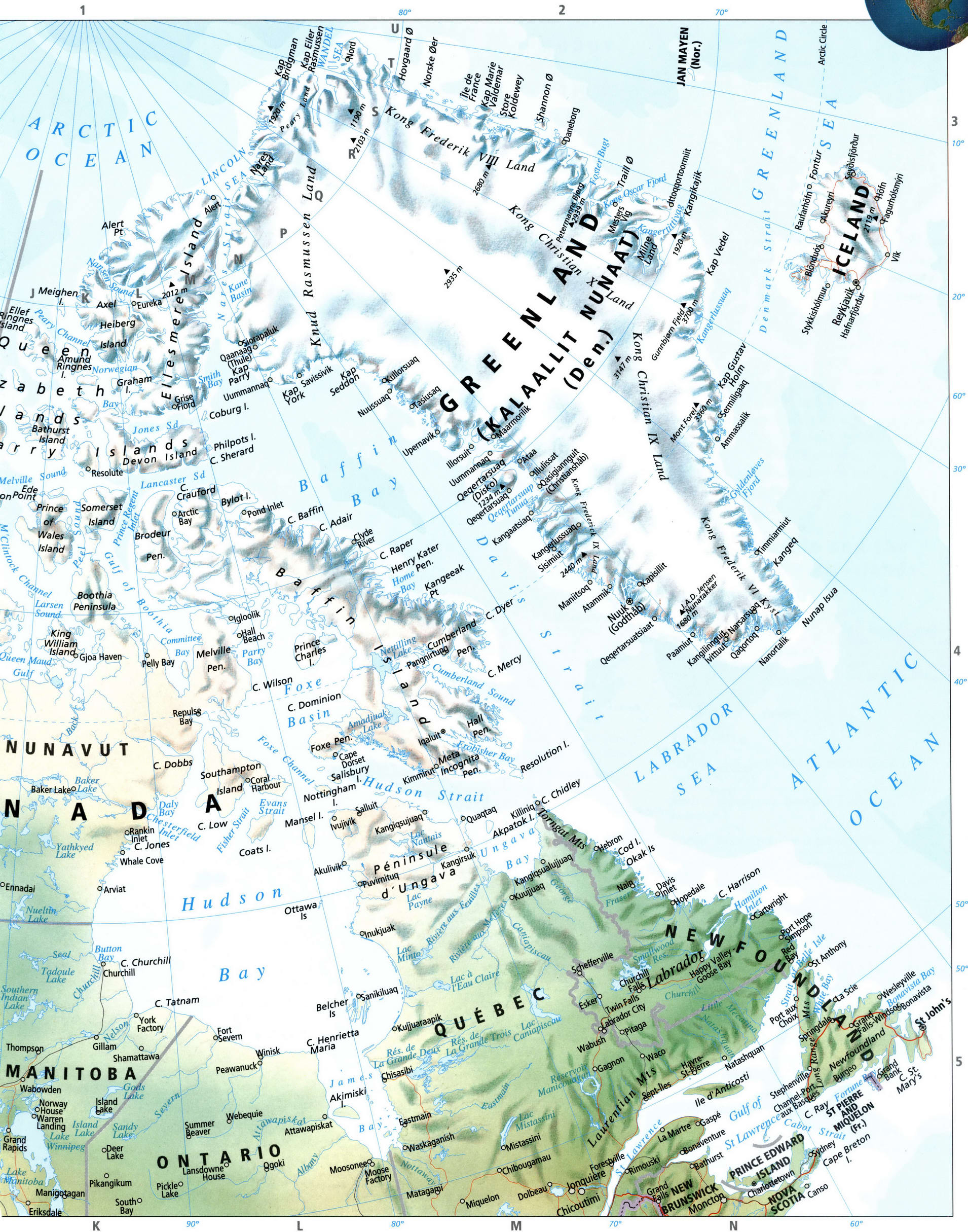 Карта Гринландии и Северной Канады