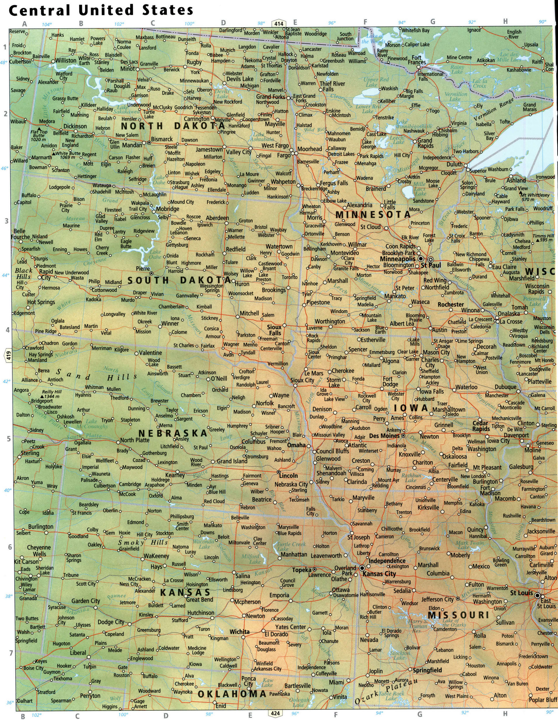 Центр США - карта Миннесоты и Айовы