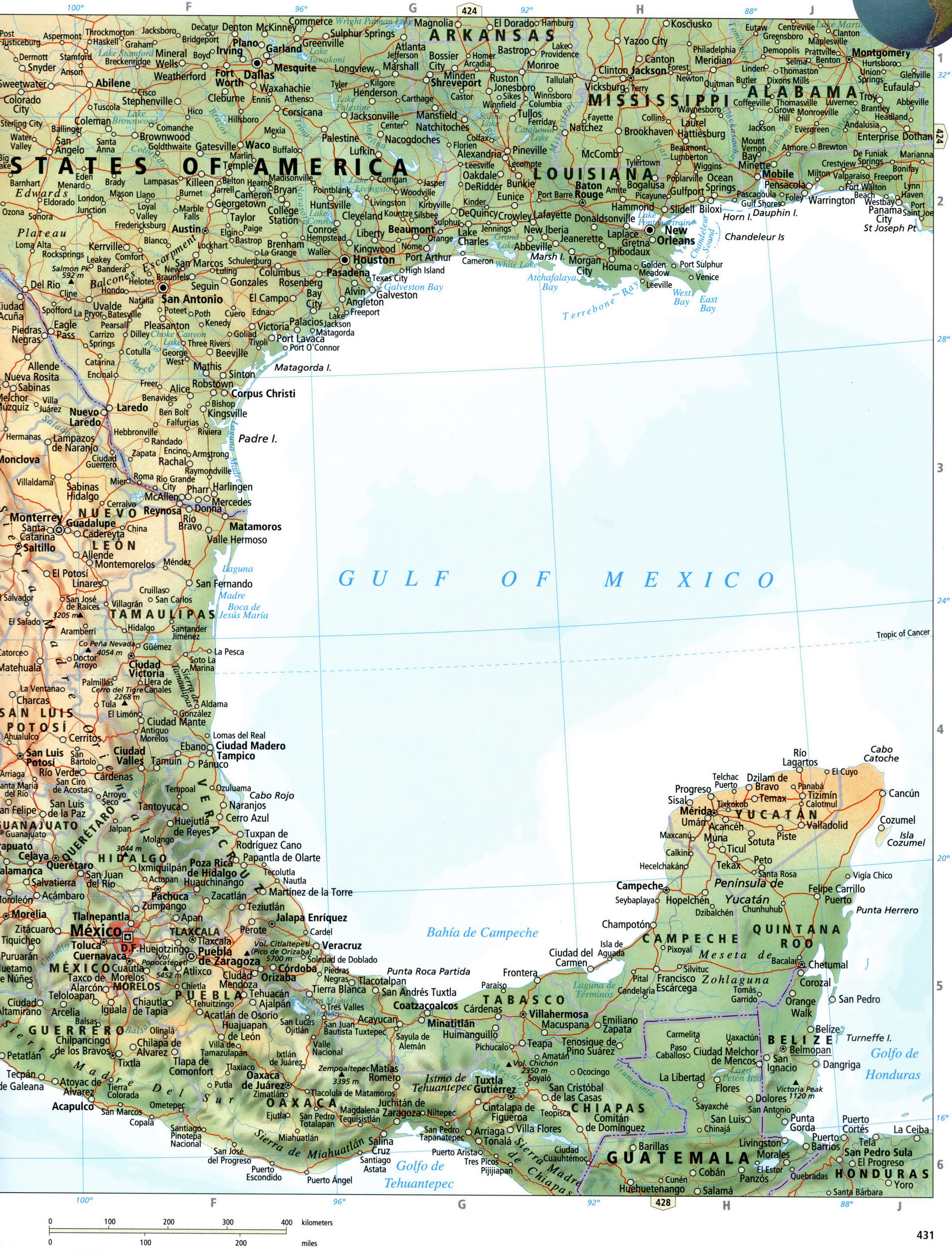 Карта восточного побережья Мексики
