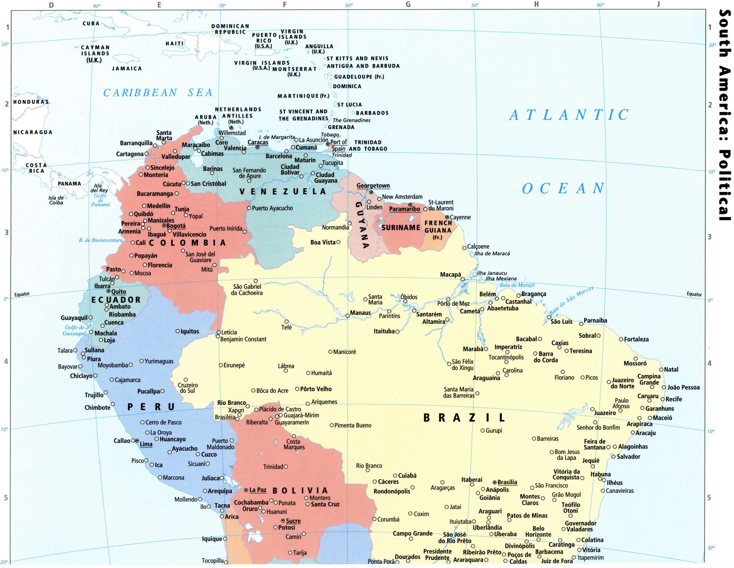 Южная Америка политическая карта