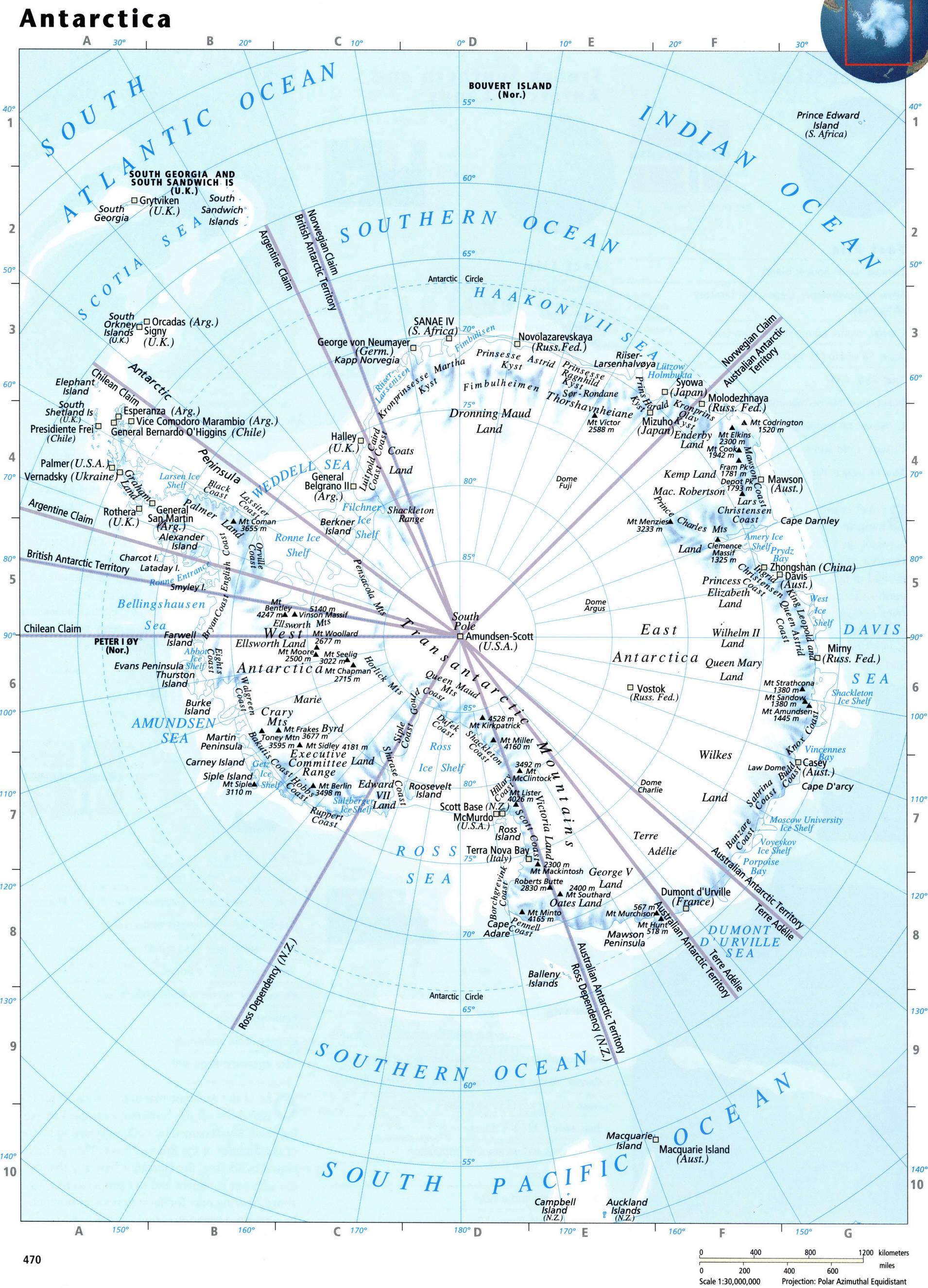 Антарктида карта подробная