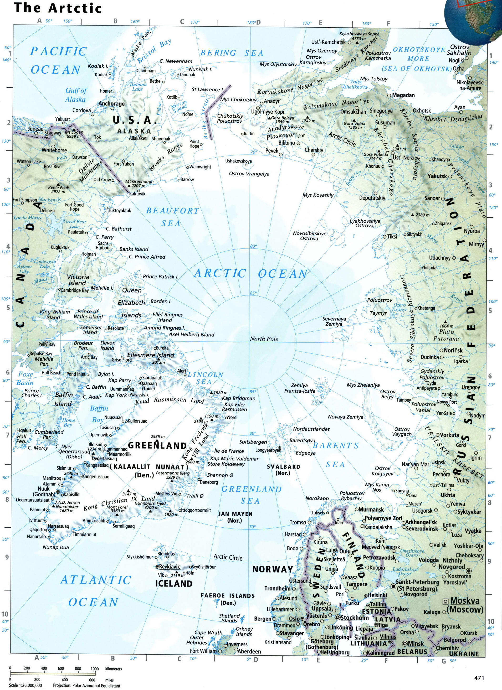 Карта Арктики подробная