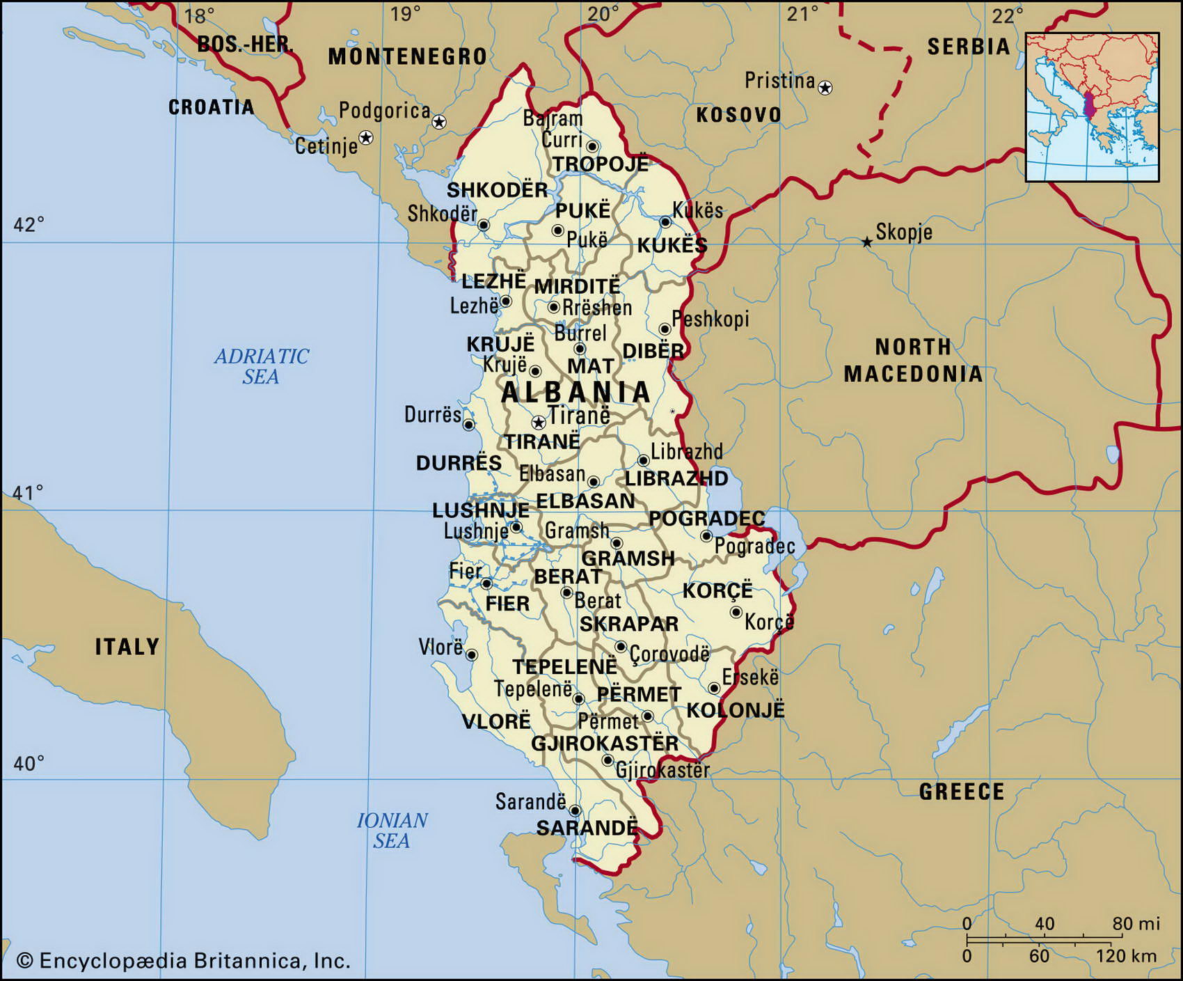 Албания карта