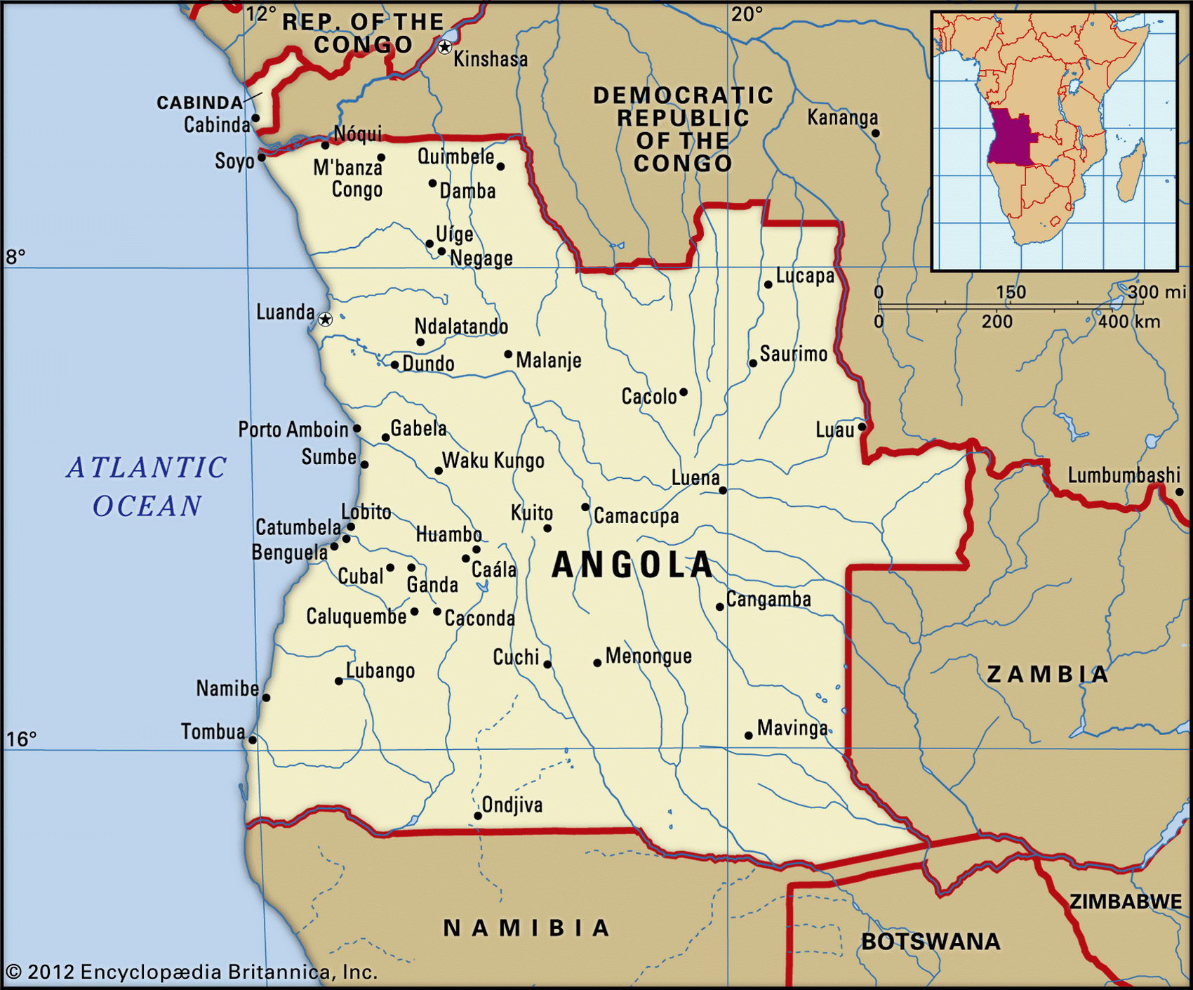 Ангола карта с городами