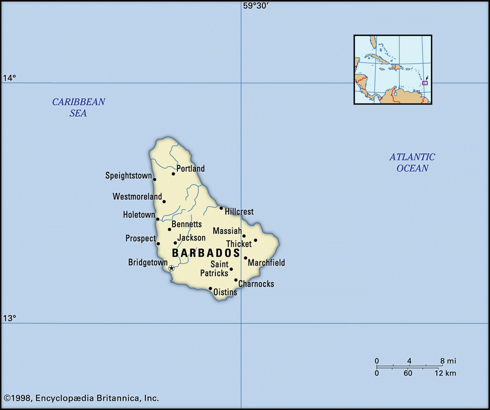 Барбадос на карте мира