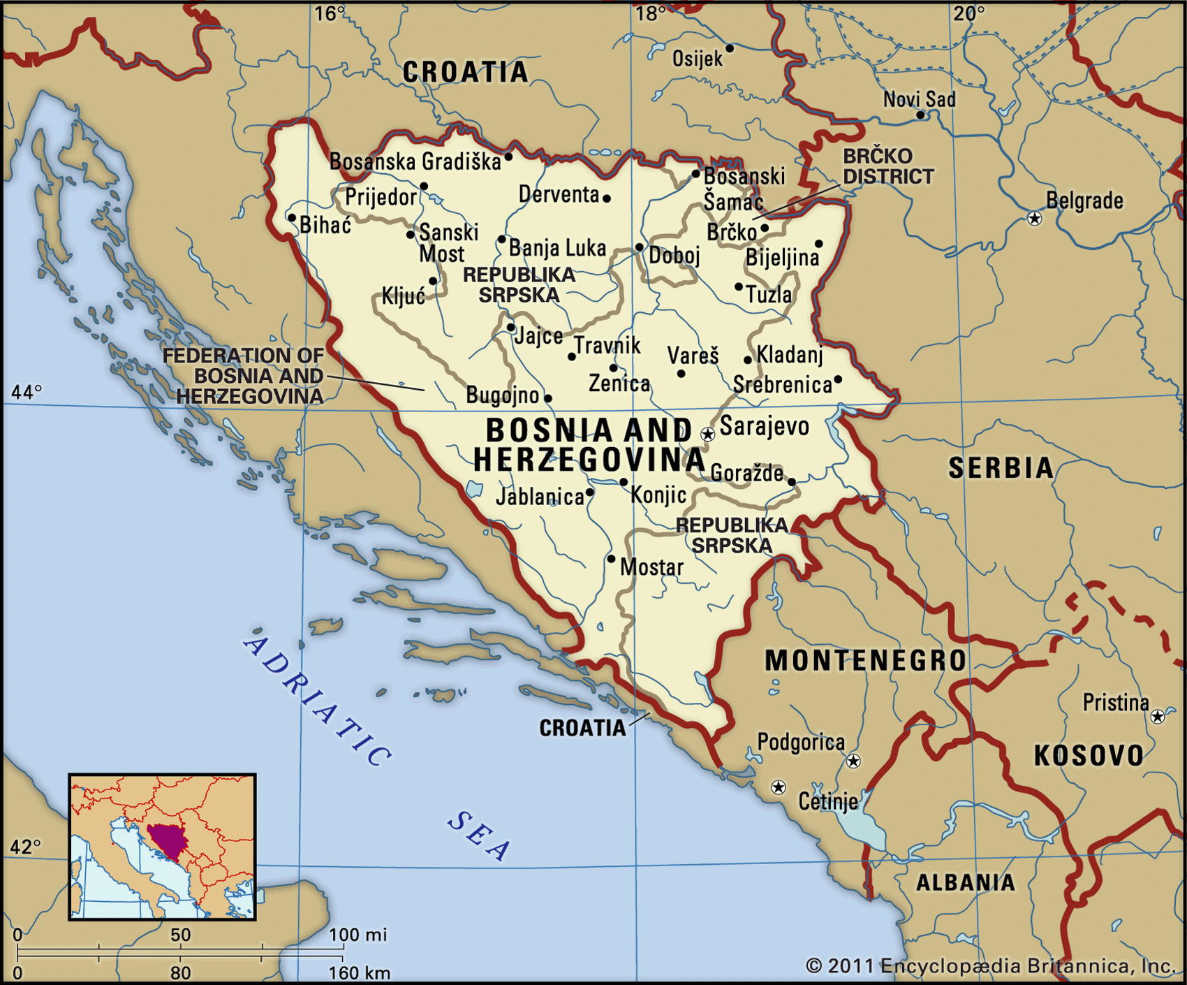 Босния и Герцеговина карта