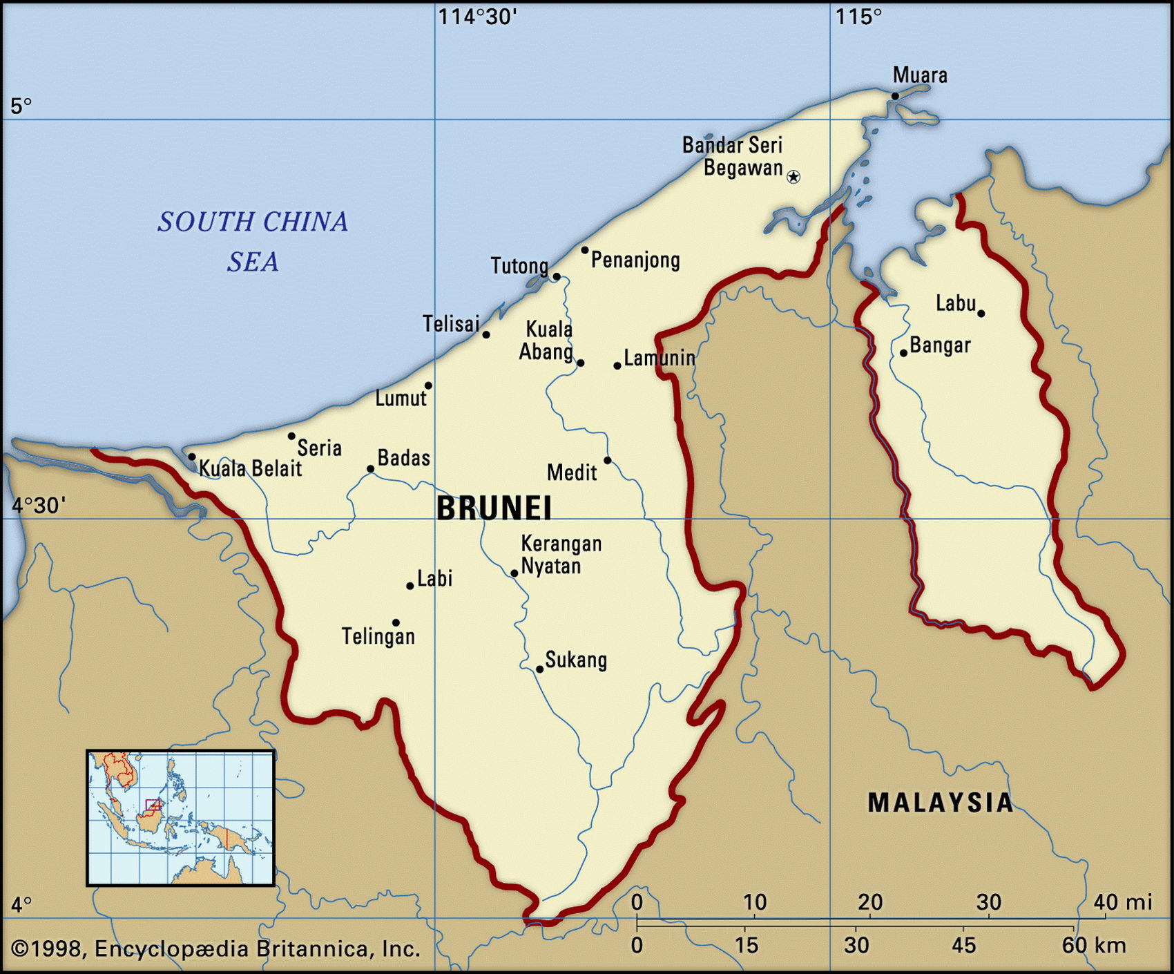 Бруней на карте мира