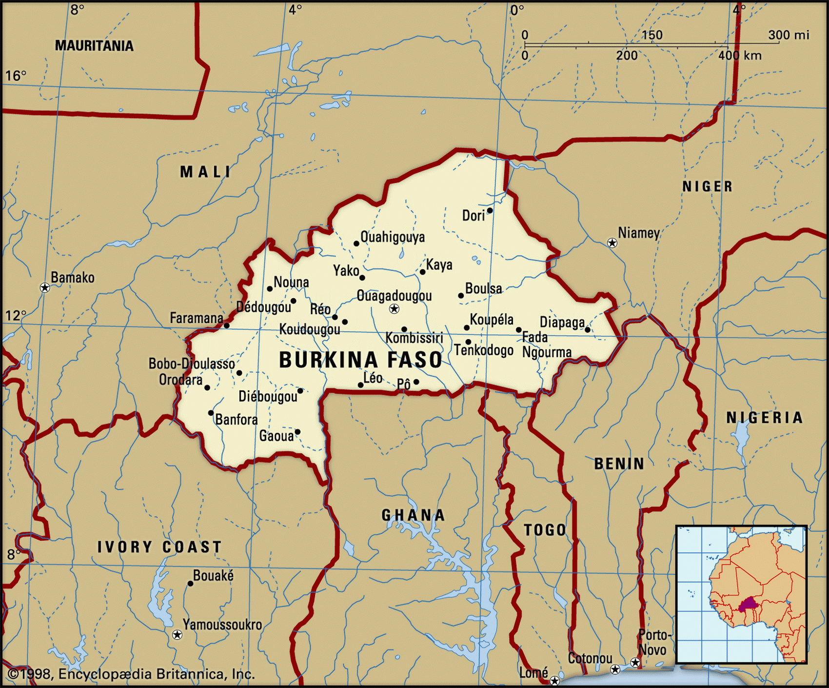 Буркина Фасо на карте мира