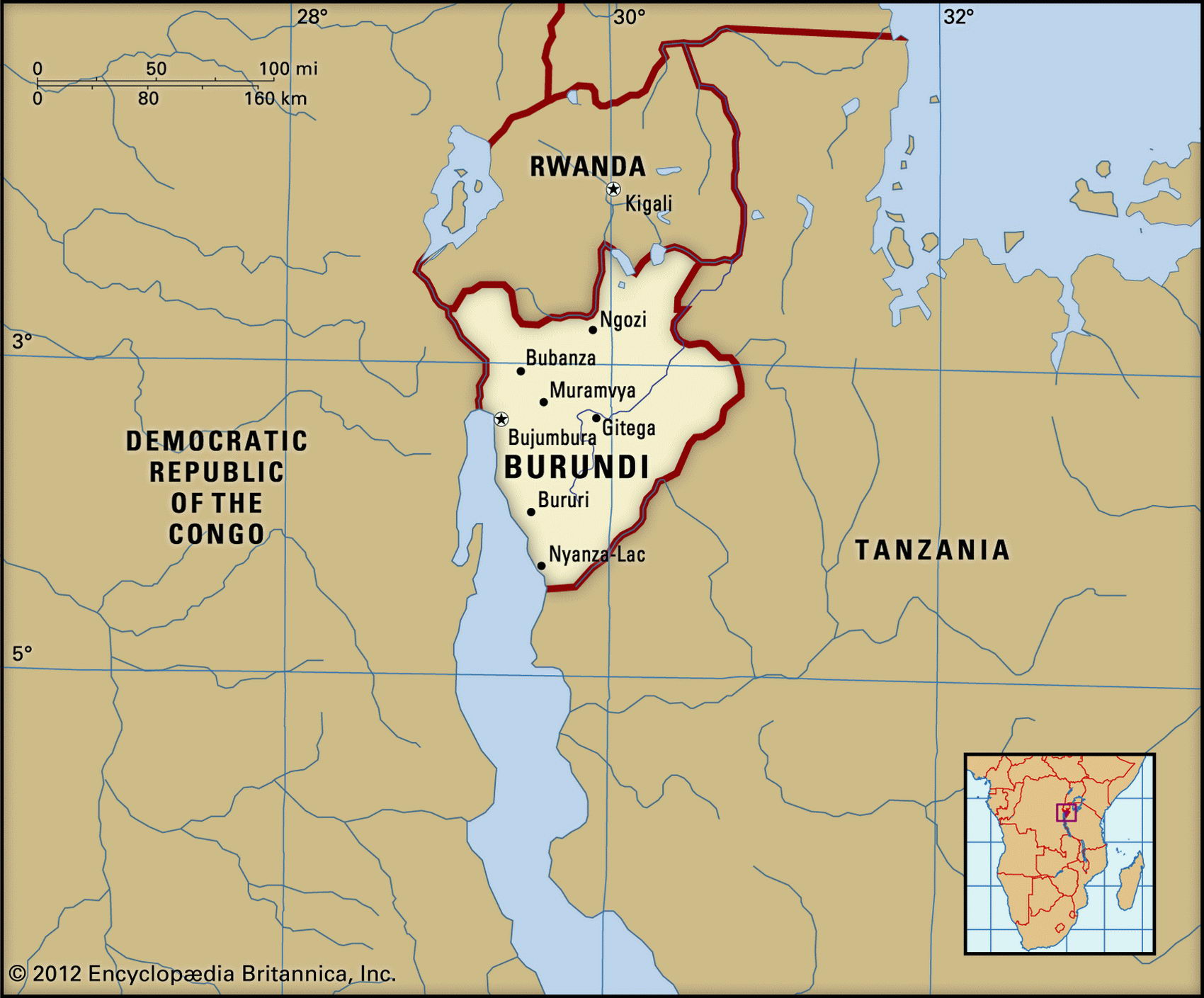 Бурунди на карте мира