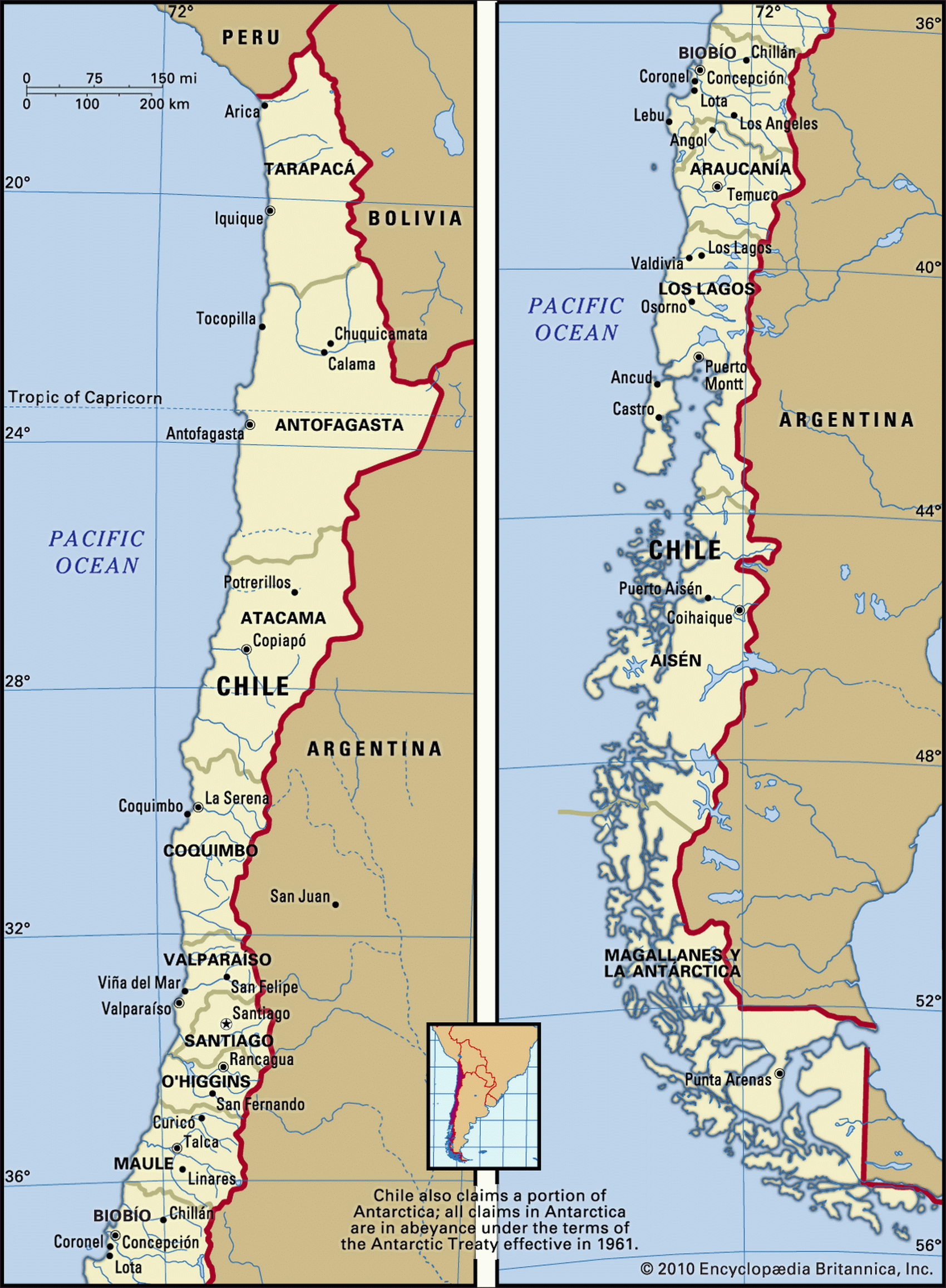 Чили карта и географическое описание страны, где Чили на карте Америки -Атлас