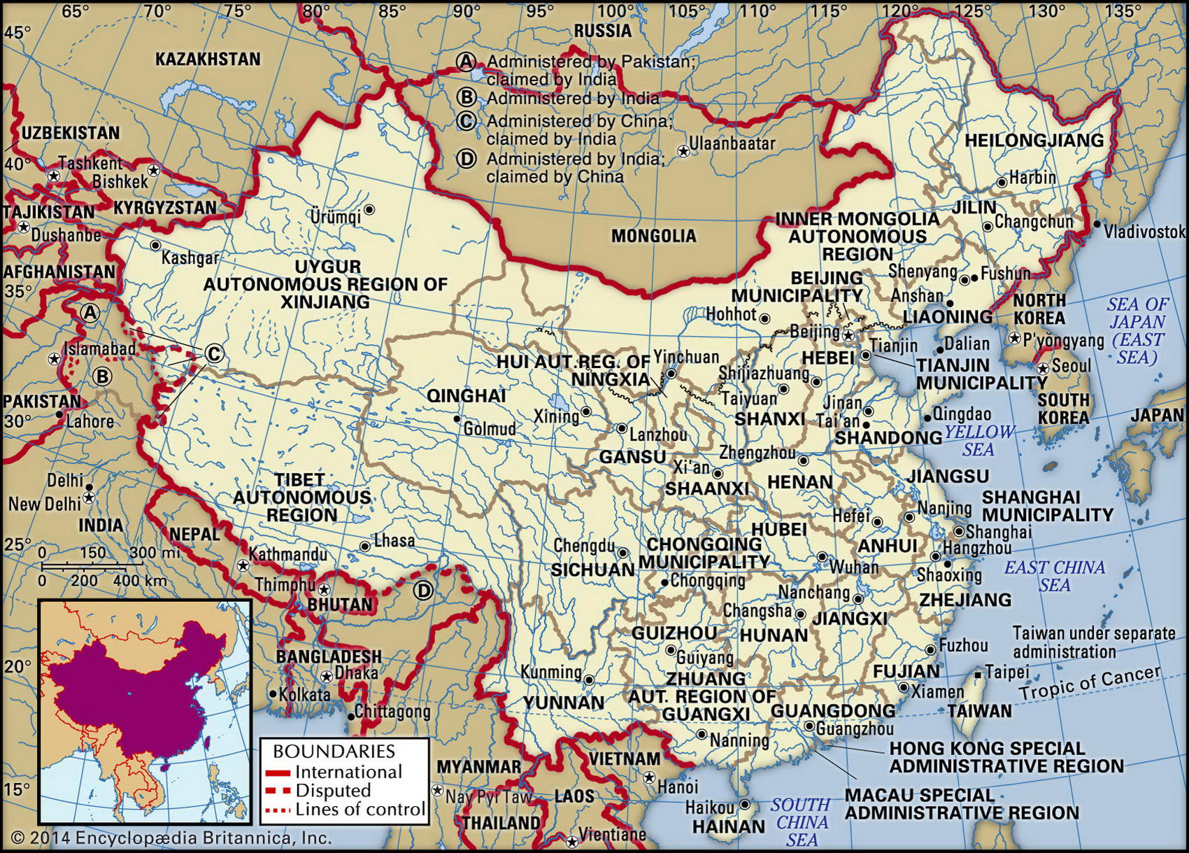 Китай карта с городами