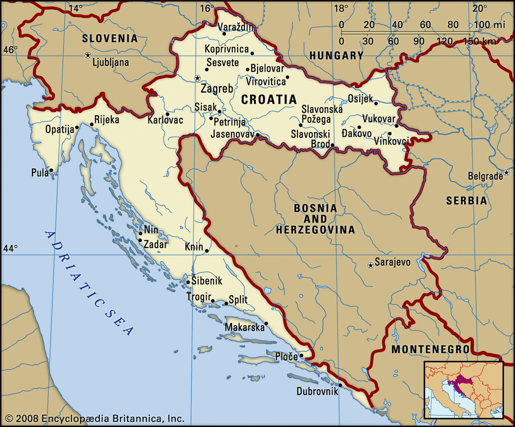 Хорватия карта
