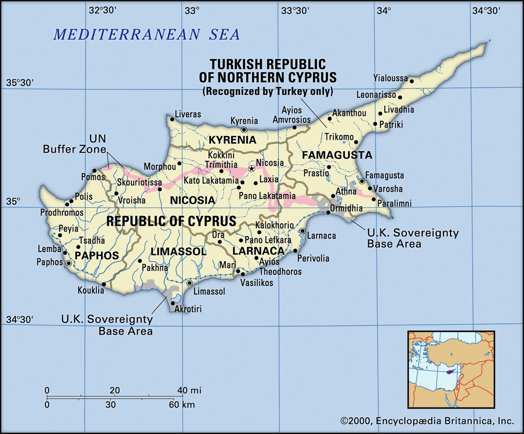 Карта Кипра описание страны география столица информация факты - Атлас
