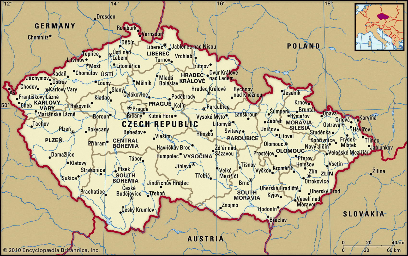 Чехия карта